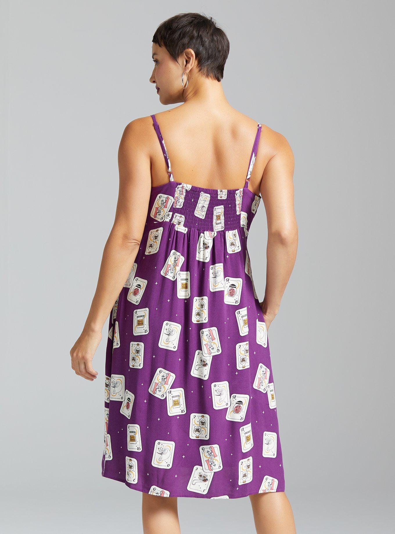 Disney The Nightmare Before Christmas Playing Cards Allover Print Slip Dress - BoxLunch Exclusive, PURPLE, alternate