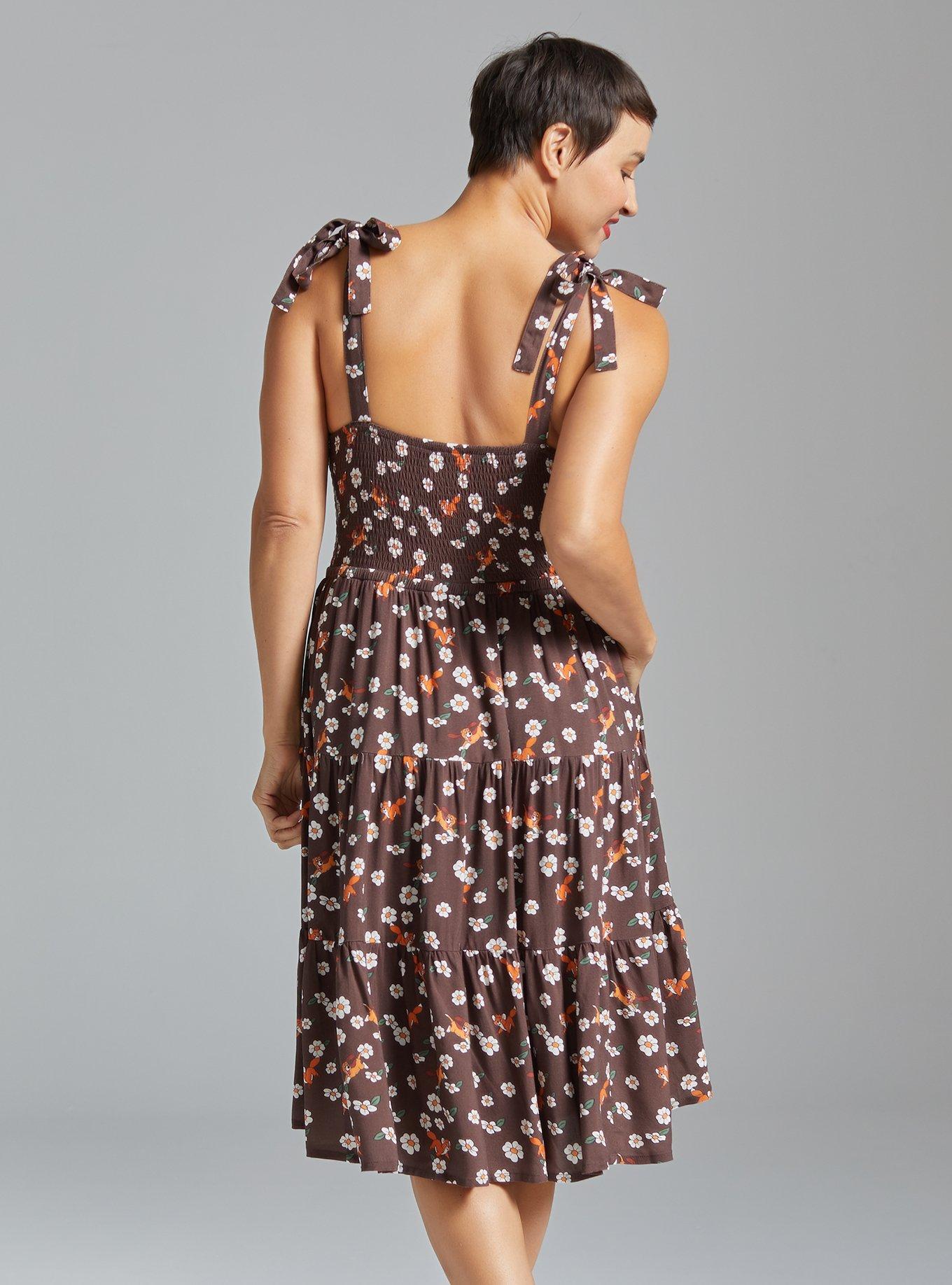 Disney The Fox and the Hound Floral Character Allover Print Tank Dress - BoxLunch Exclusive, BROWN, alternate