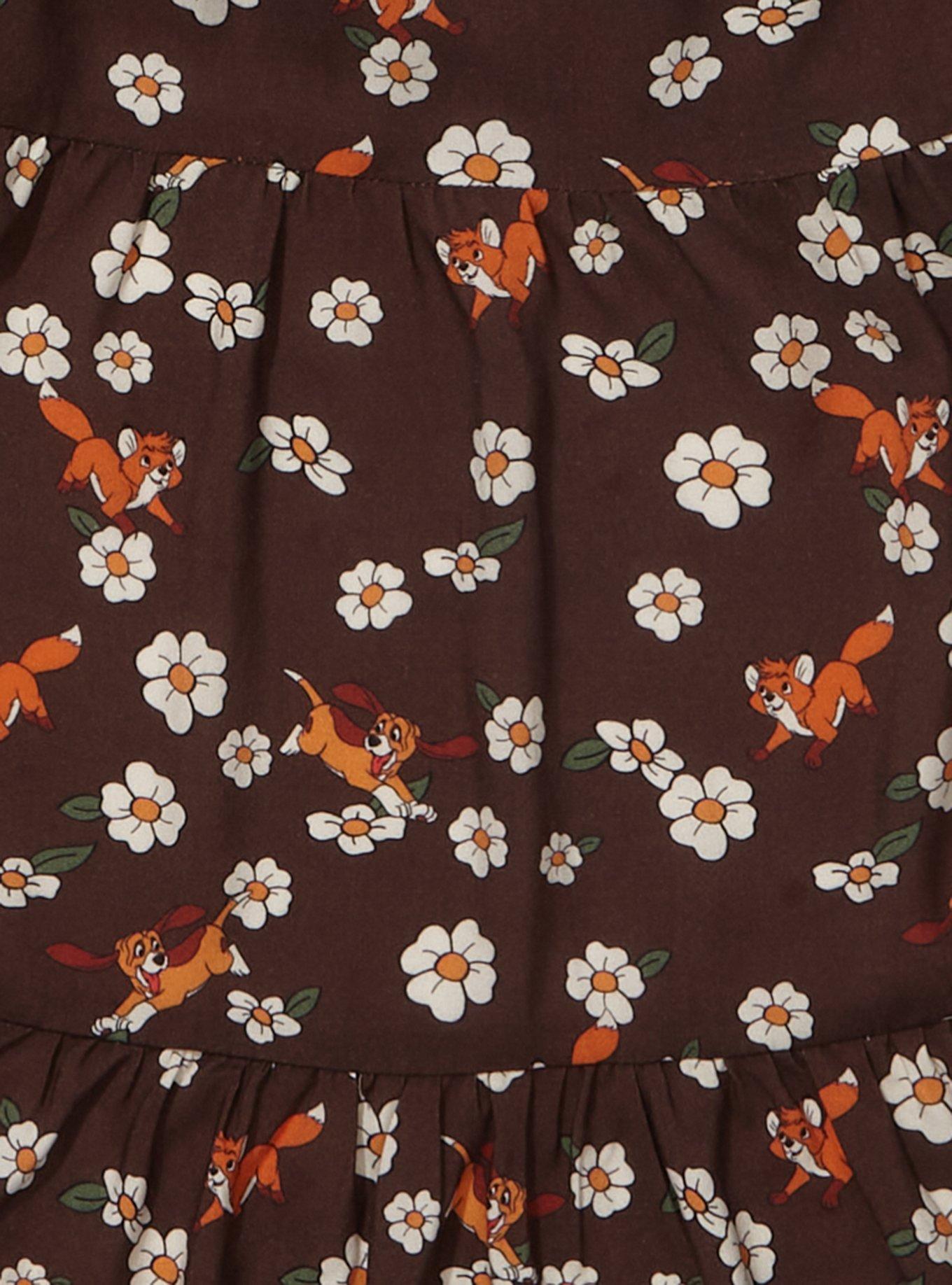Disney The Fox and the Hound Floral Character Allover Print Tank Dress - BoxLunch Exclusive, BROWN, alternate
