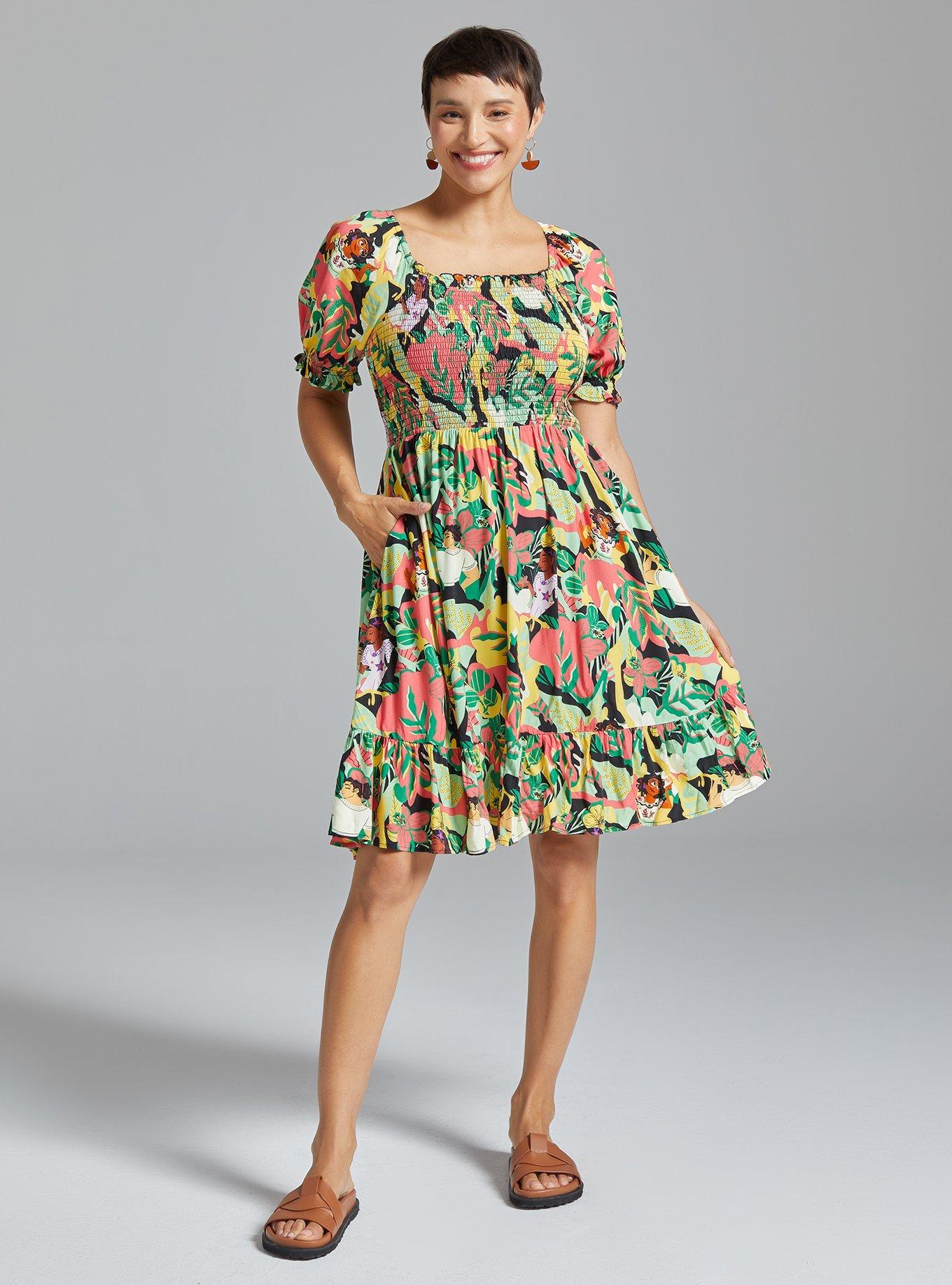 Her Universe Disney Encanto Floral Allover Print Smock Dress - BoxLunch Exclusive, MULTI, alternate