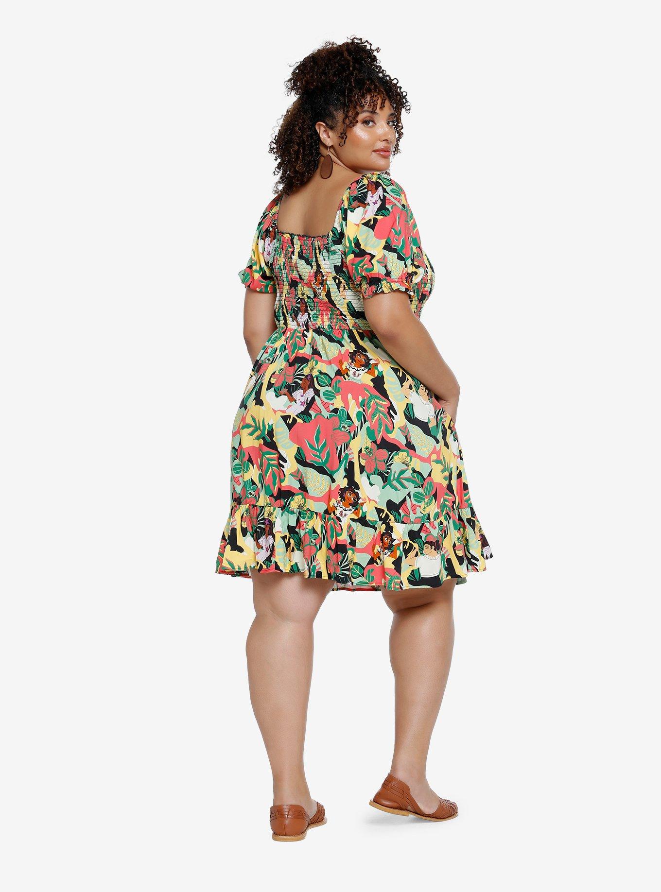 Her Universe Disney Encanto Floral Allover Print Plus Size Smock Dress - BoxLunch Exclusive , MULTI, alternate