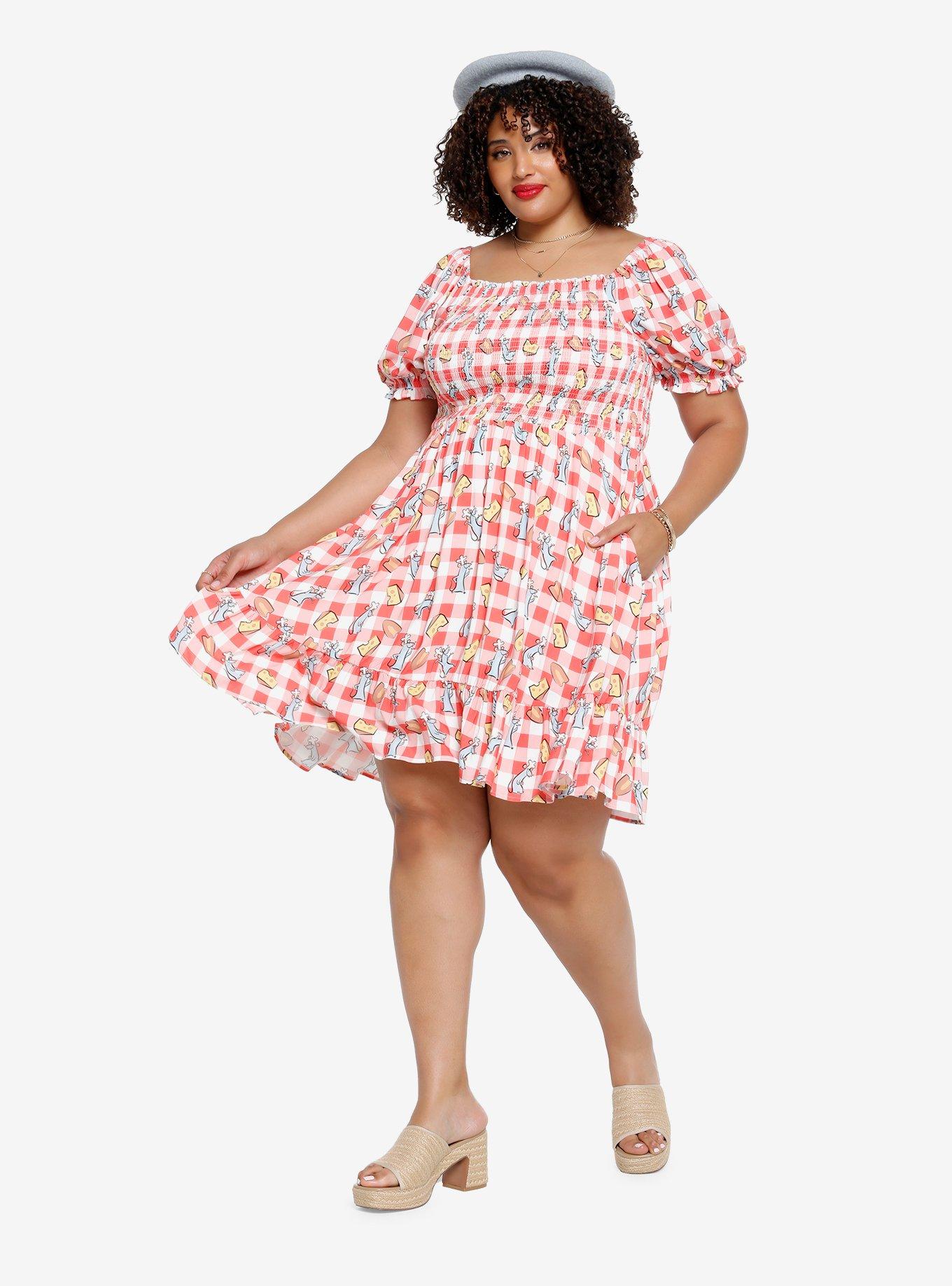 Her Universe Disney Pixar Ratatouille Remy & Food Gingham Plus Size Smock Dress - BoxLunch Exclusive, MULTI, alternate