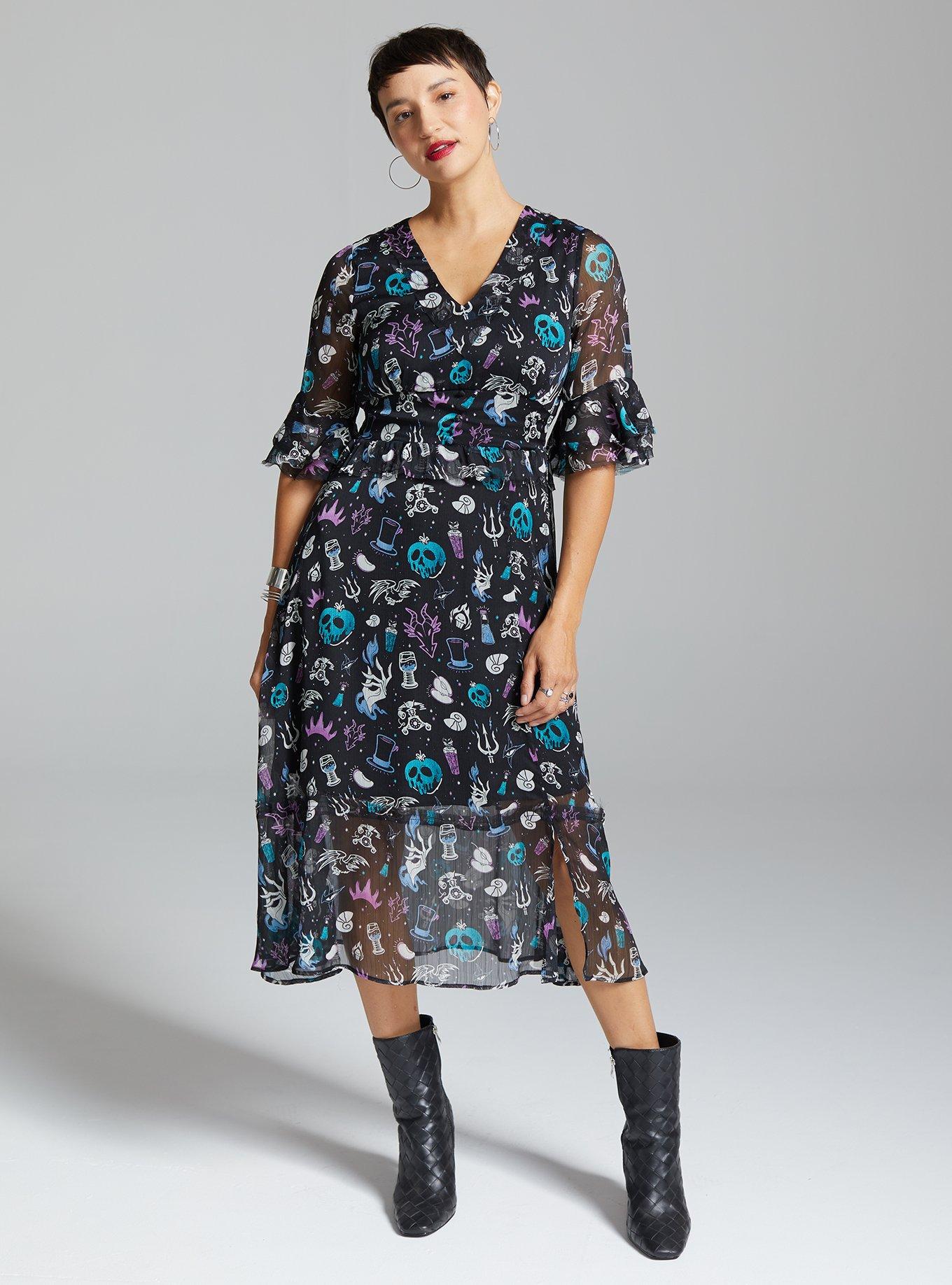 Disney Villains Icons Allover Print Dress - BoxLunch Exclusive, BLACK, alternate