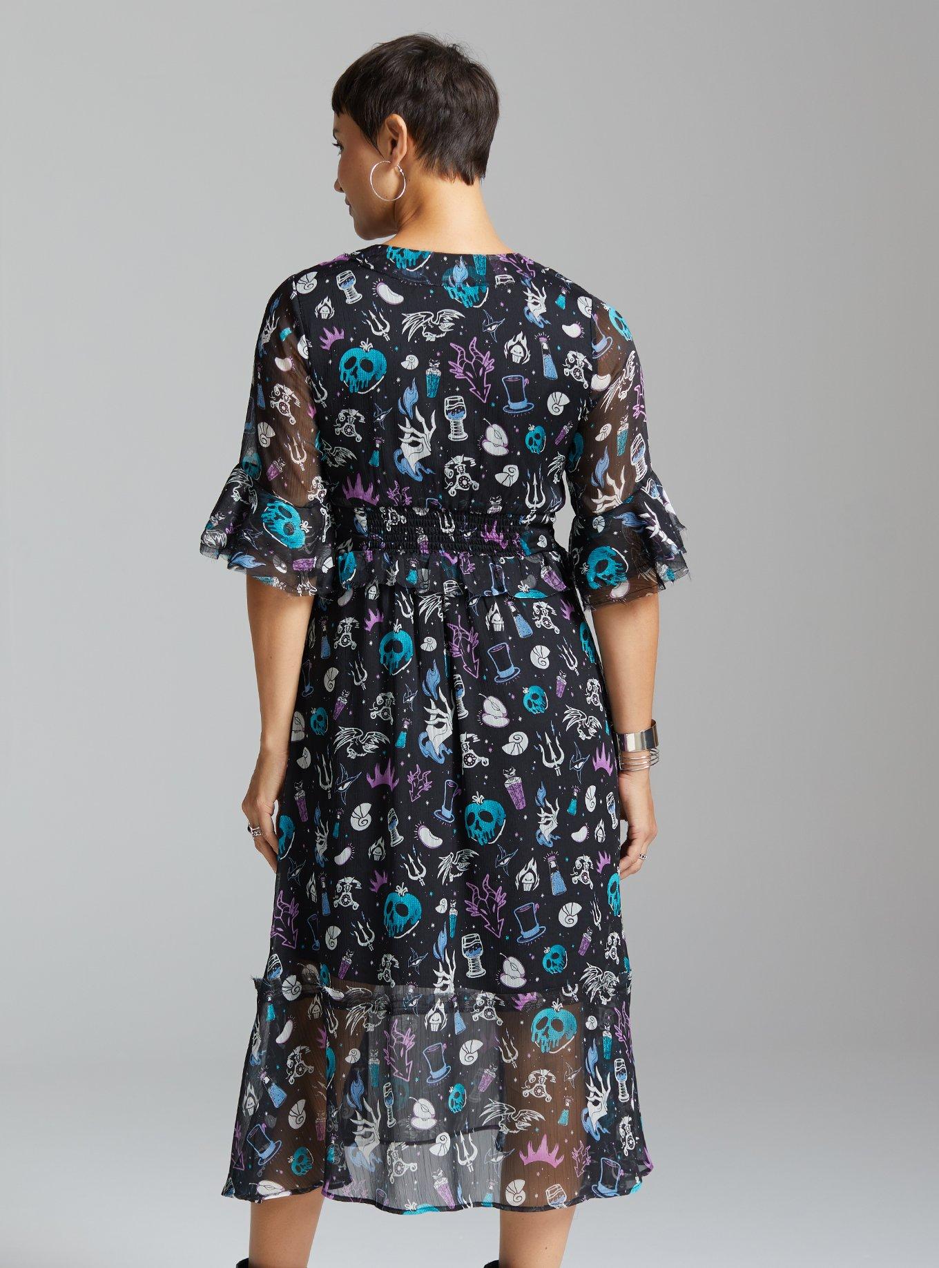 Disney Villains Icons Allover Print Dress - BoxLunch Exclusive, BLACK, alternate