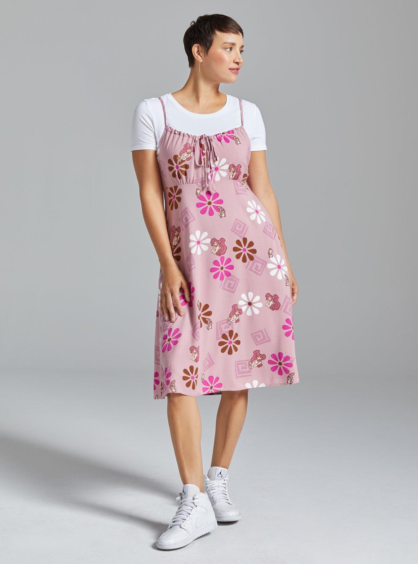 Disney Hercules Floral Meg Allover Print Slip Dress - BoxLunch Exclusive, PINK, alternate