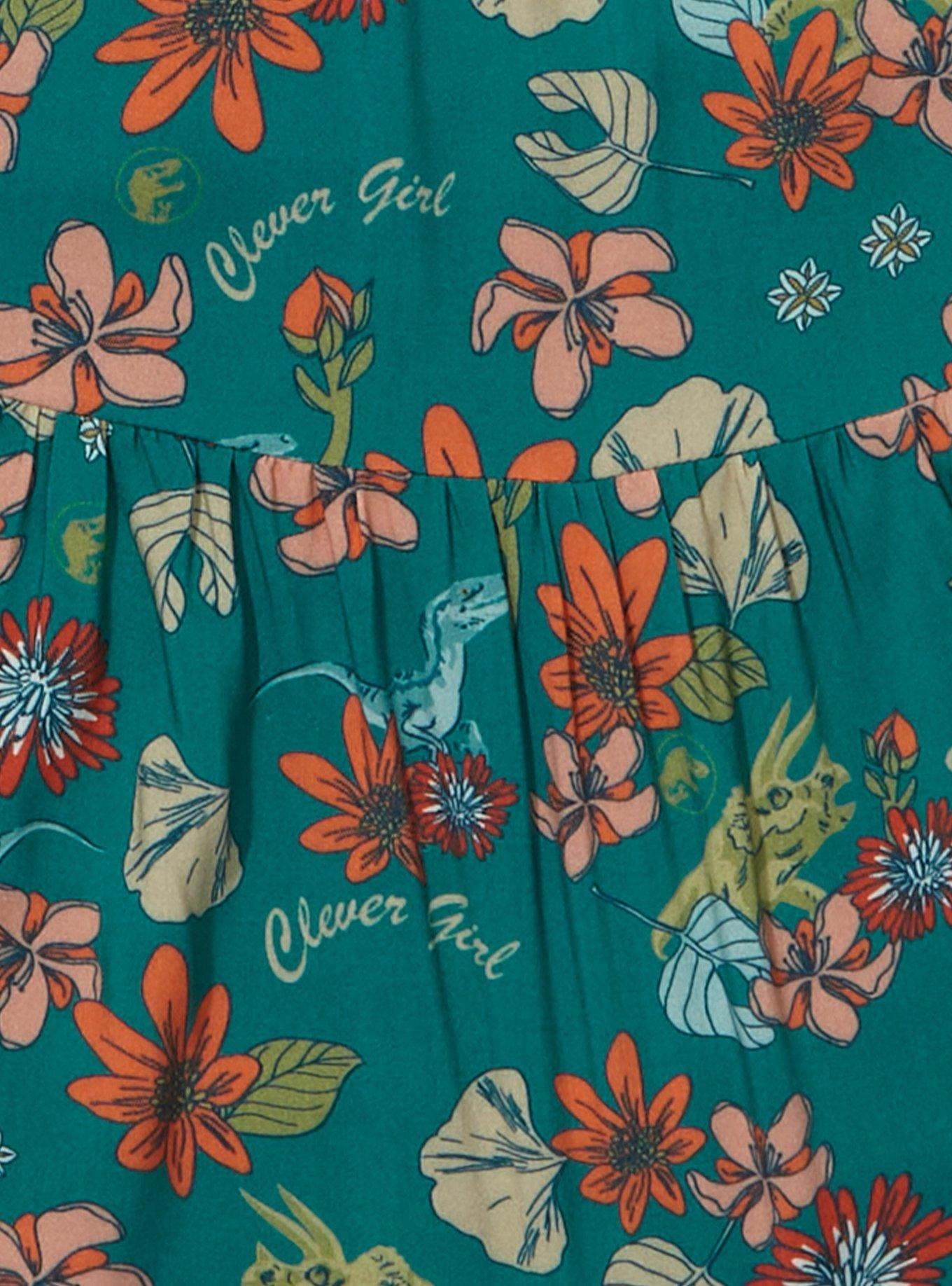 Jurassic Park Botanical Raptor Allover Print Tank Dress - BoxLunch Exclusive, TEAL, alternate