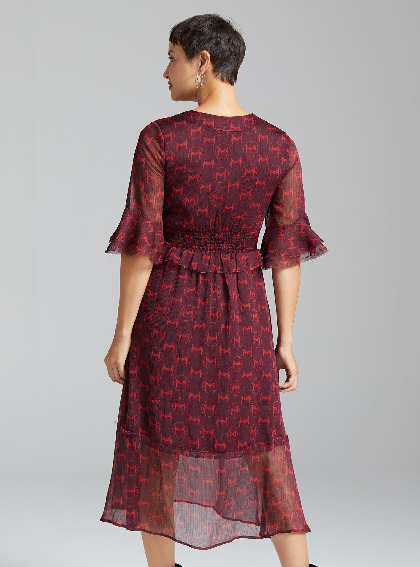 Marvel Scarlet Witch Crowns Allover Print Dress - BoxLunch Exclusive, DARK RED, alternate