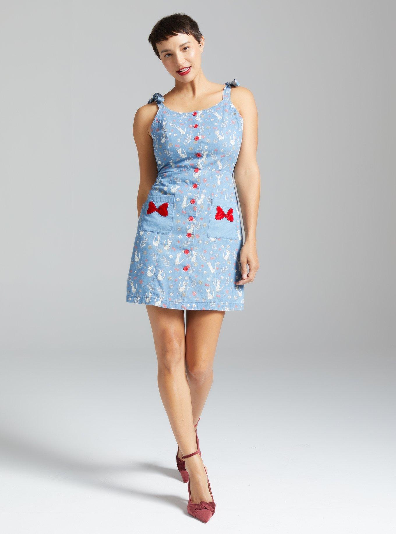 Studio Ghibli Kiki's Delivery Service Floral Jiji Allover Print Denim Tank Dress - BoxLunch Exclusive, NAVY, alternate