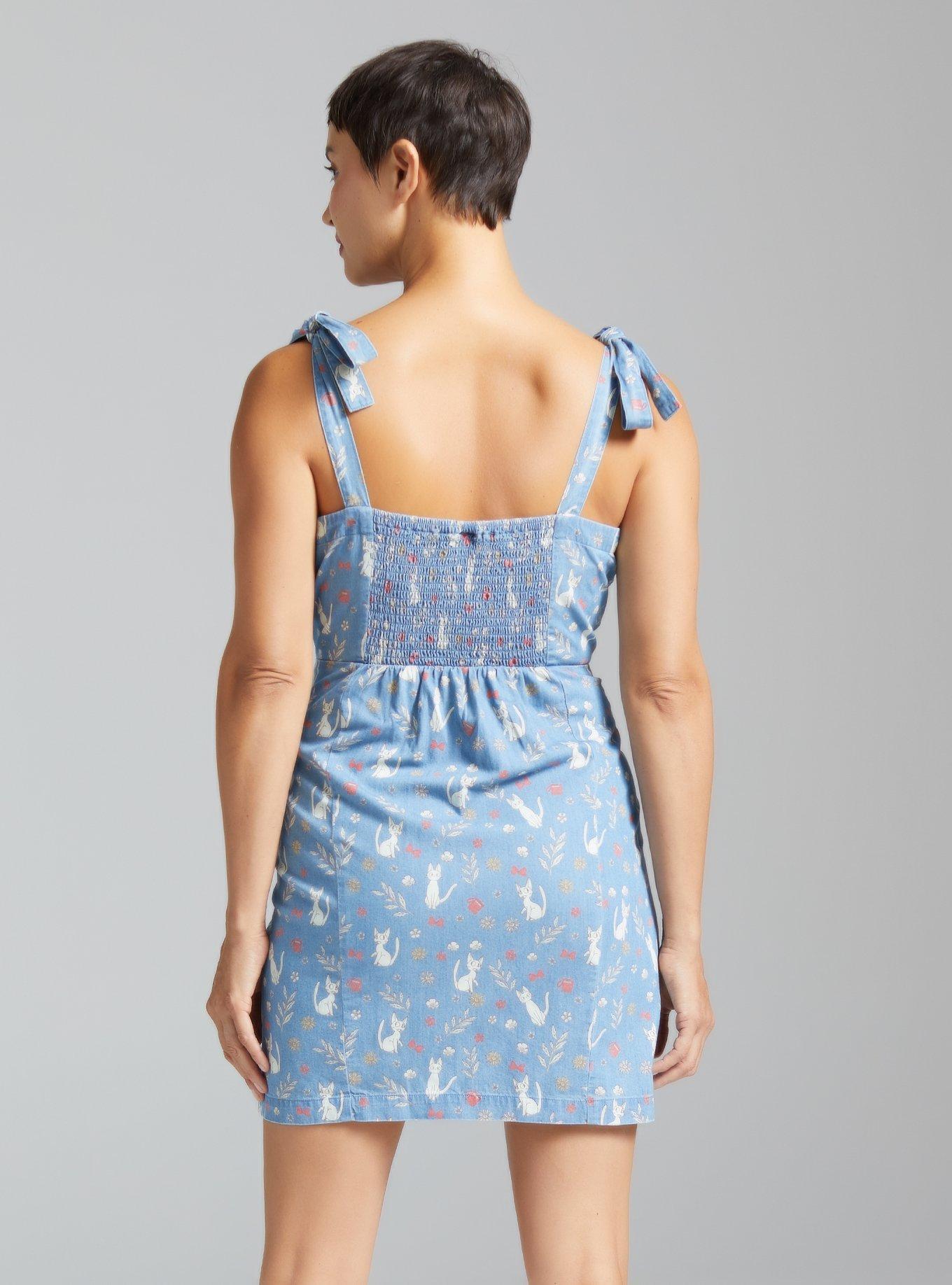 Studio Ghibli Kiki's Delivery Service Floral Jiji Allover Print Denim Tank Dress - BoxLunch Exclusive, NAVY, alternate