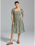 The Lord of the Rings Allover Character Floral Print Button-Up Midi Dress - BoxLunch Exclusive, GREEN, alternate