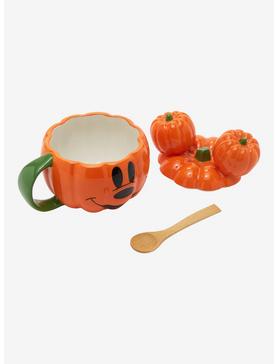 Disney Mickey Mouse Pumpkin Mug With Lid & Spoon Hot Topic Exclusive, , hi-res
