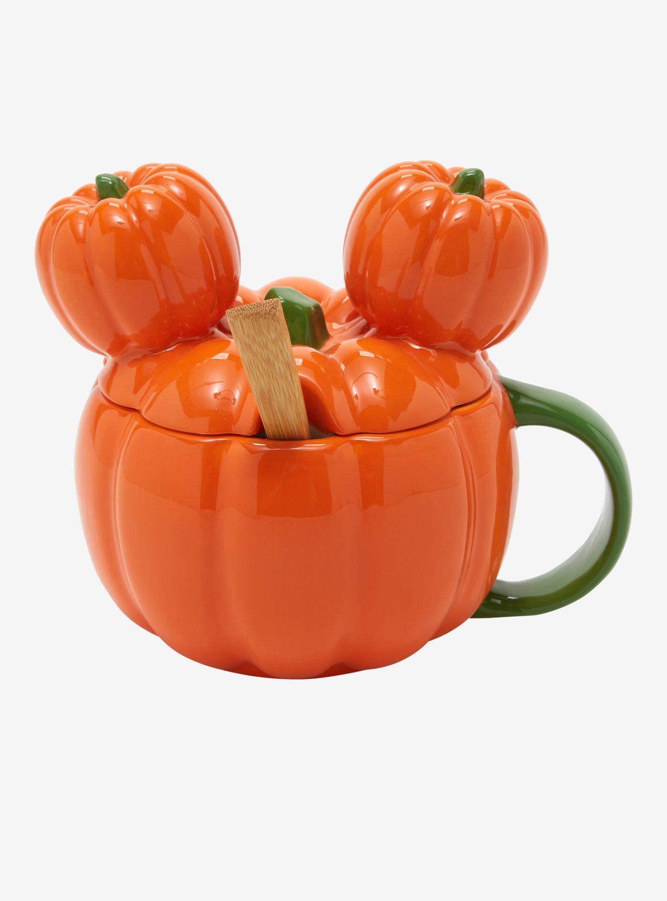 Disney Mickey Mouse Pumpkin Mug With Lid & Spoon Hot Topic Exclusive, , alternate