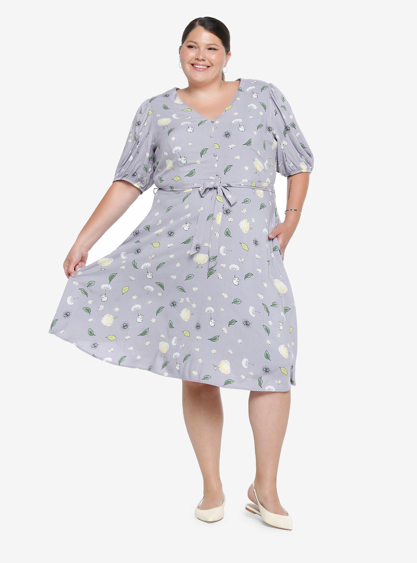 Her Universe Studio Ghibli My Neighbor Totoro Icons Allover Print Plus Size Midi Dress - BoxLunch Exclusive, LILAC, alternate