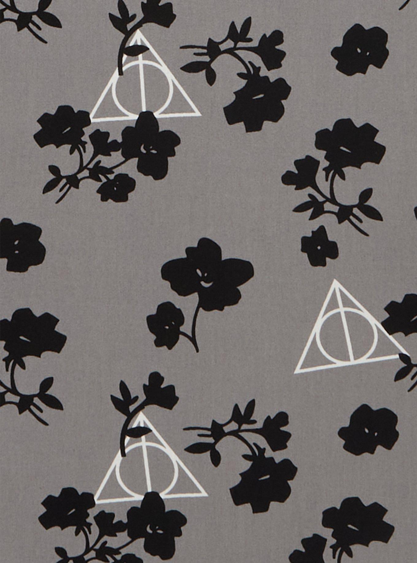Her Universe Harry Potter Deathly Hallows Floral Midi Dress - BoxLunch Exclusive, GREY, alternate
