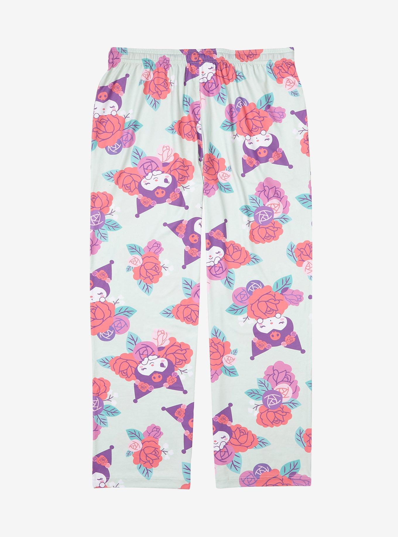 Sanrio Kuromi Floral Allover Print Plus Size Sleep Pants - BoxLunch Exclusive, LIGHT BLUE, alternate