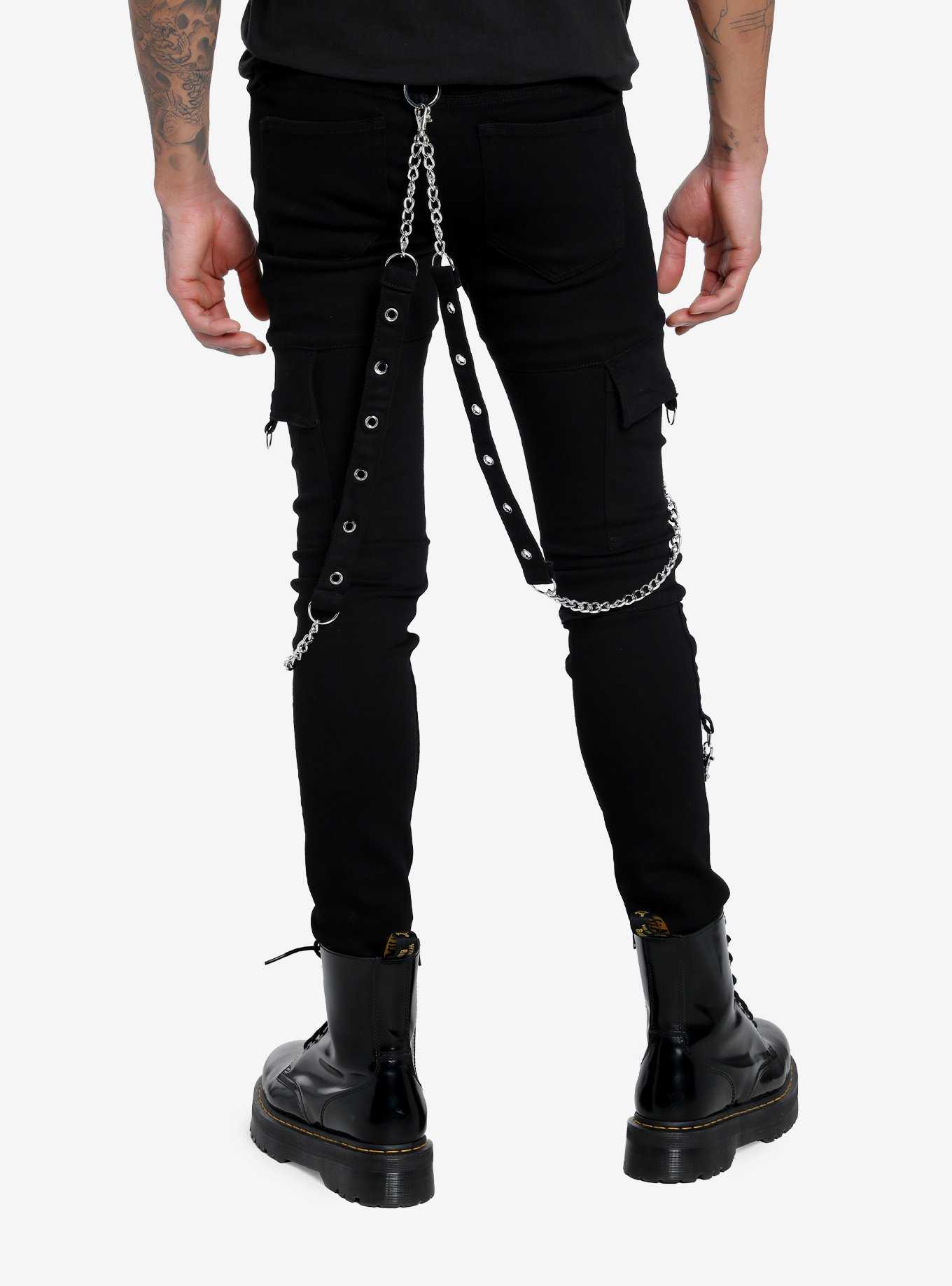 Black Metal WALLET CHAIN Triple LONG PANTS CHAIN Black Jeans Chain Jea –  iwalletsmen