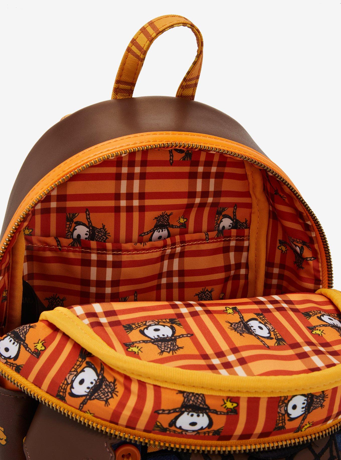【Lounge Fly】Peanuts Snoopy Scarecrow Cosplay Mini Backpack Amazon.com | Loungefly Peanuts Snoopy Scarecrow Cosplay Mini