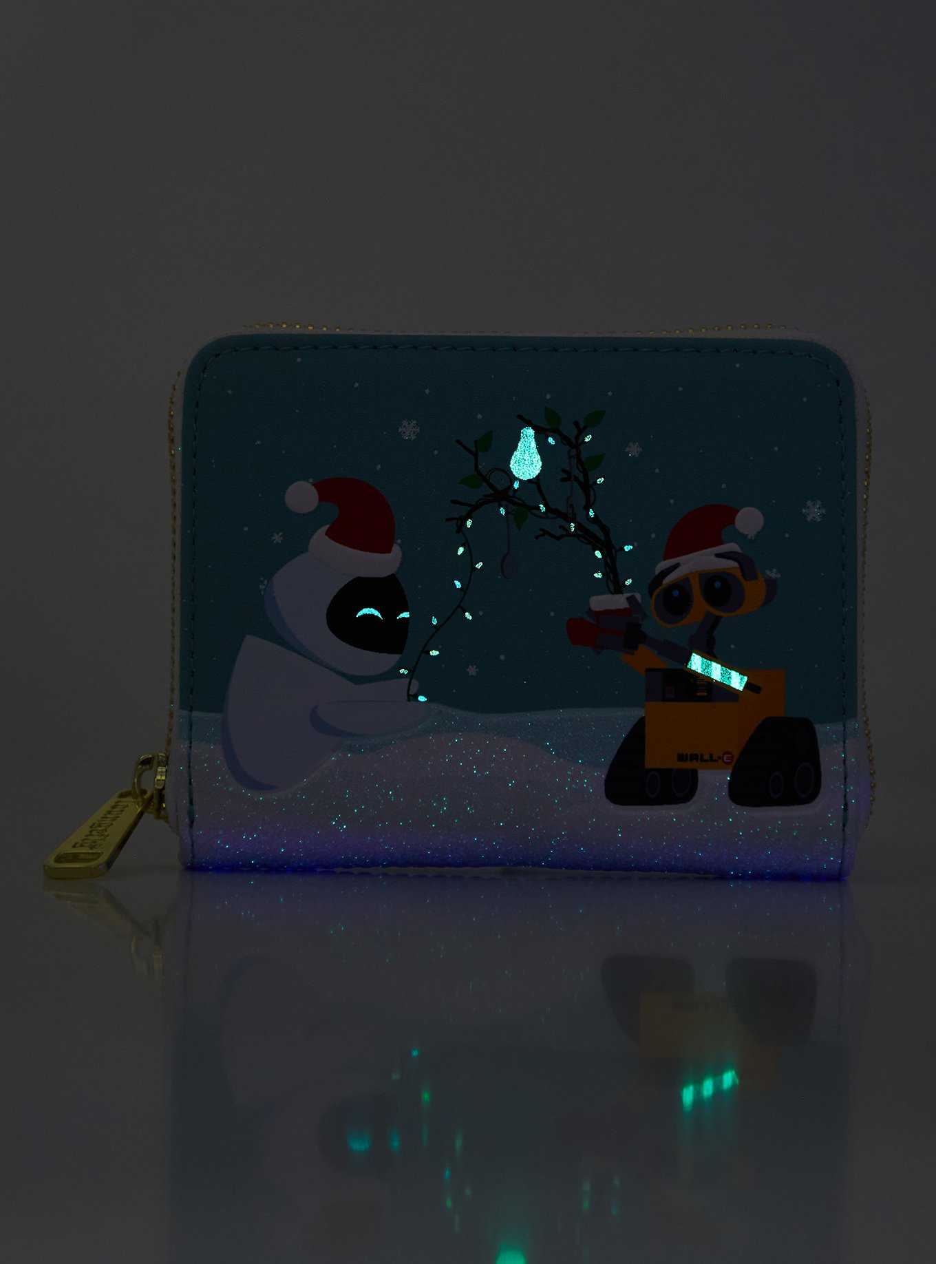 Loungefly Disney Pixar WALL-E EVE & WALL-E Holiday Glow-in-the-Dark Small Zip Wallet - BoxLunch Exclusive, , hi-res
