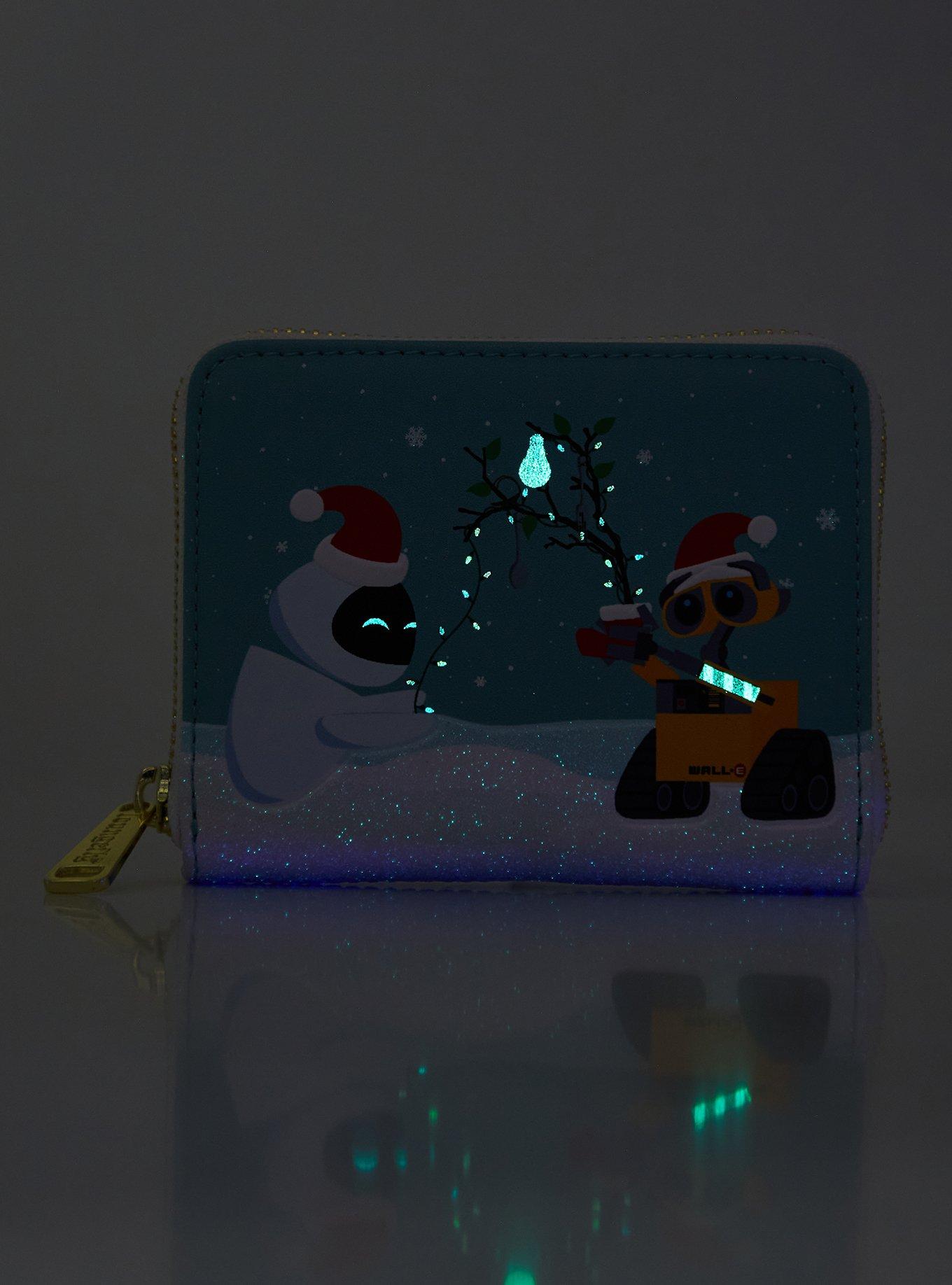 Loungefly Disney Pixar WALL-E EVE & WALL-E Holiday Glow-in-the-Dark Small Zip Wallet - BoxLunch Exclusive, , hi-res