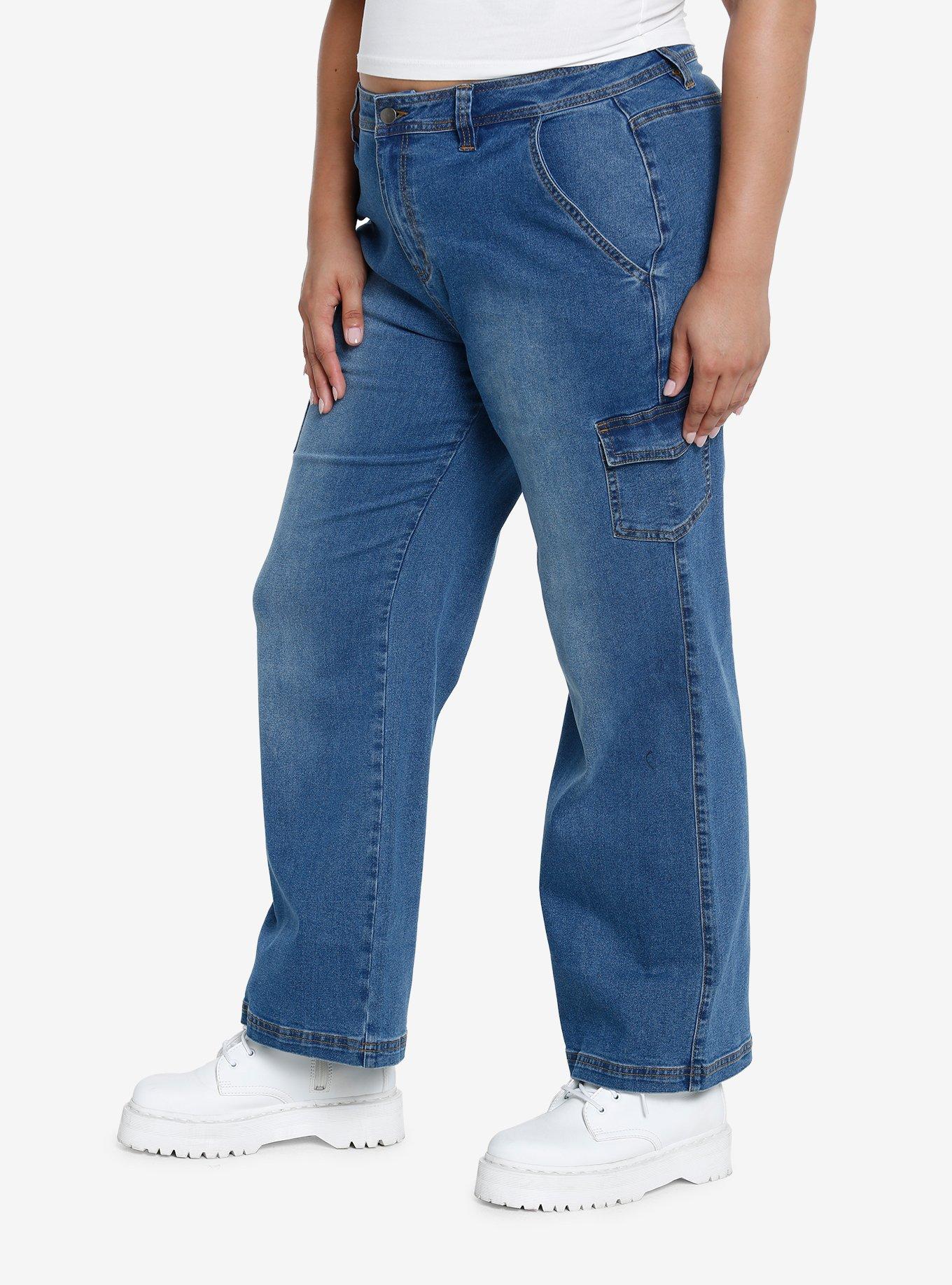 Blue Denim Cargo Pants Plus