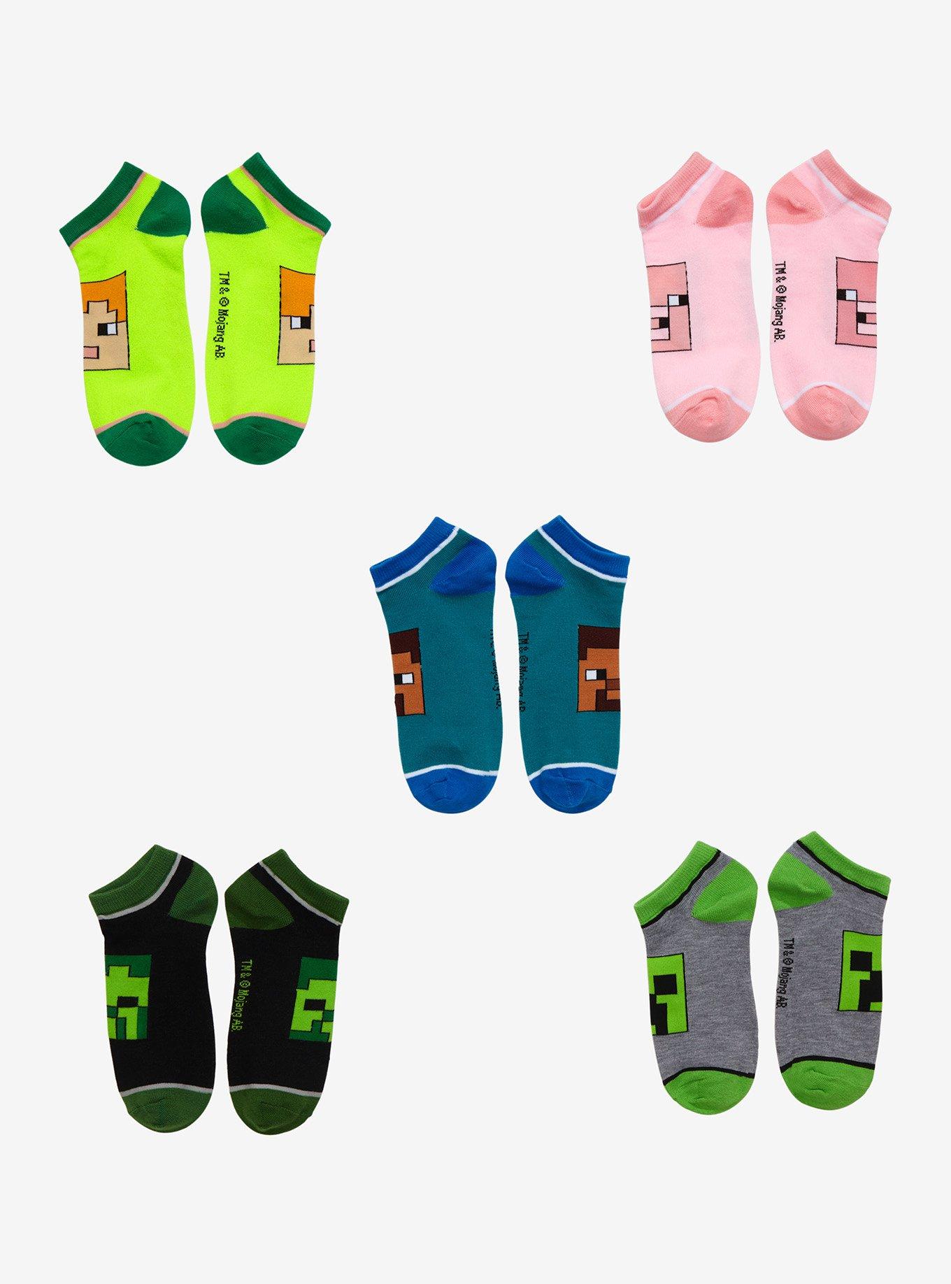 Minecraft Character No-Show Socks 5 Pair, , alternate