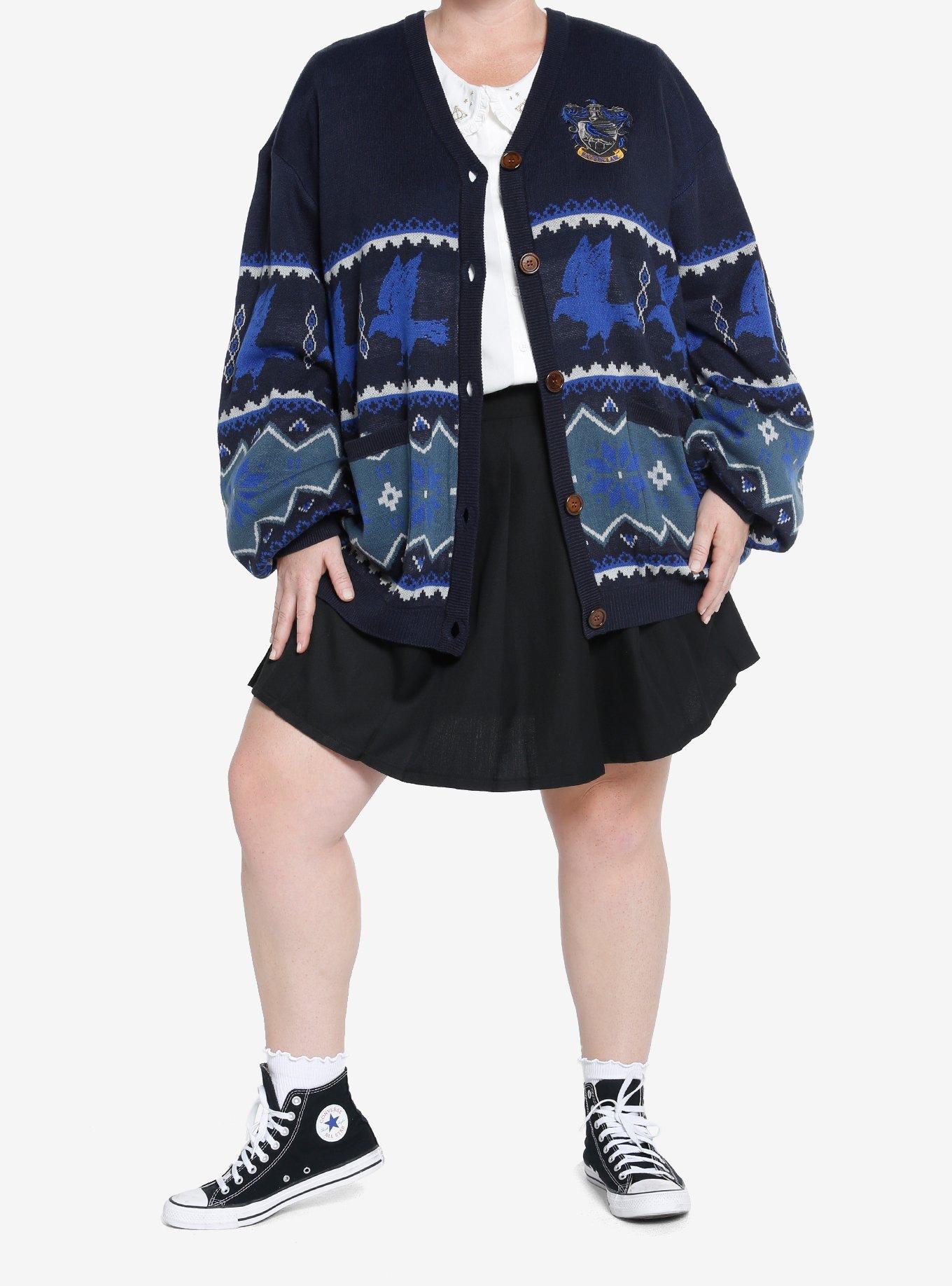 Harry Potter Ravenclaw Fair Isle Girls Cardigan Plus Size, , hi-res