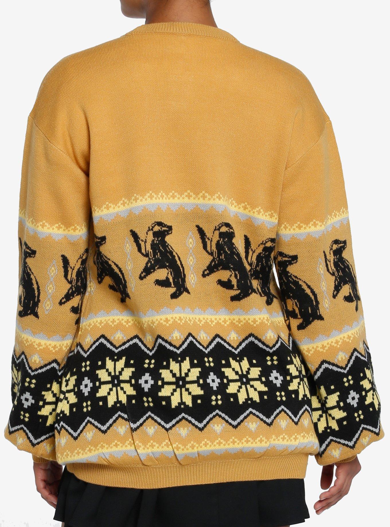 Harry Potter Hufflepuff Fair Isle Girls Cardigan, BLACK, alternate