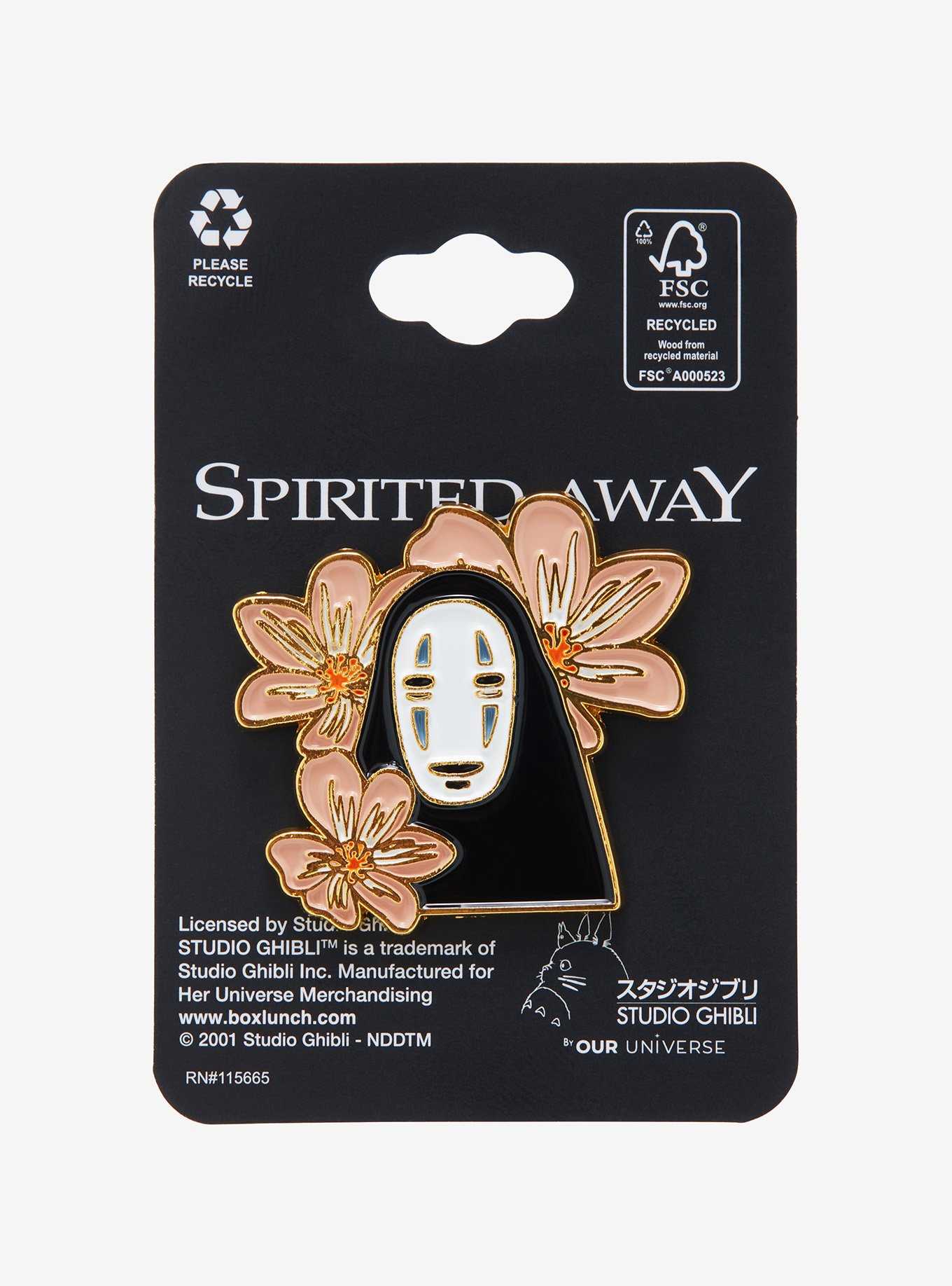 Studio Ghibli Spirited Away No-Face Floral Enamel Pin - BoxLunch Exclusive, , hi-res