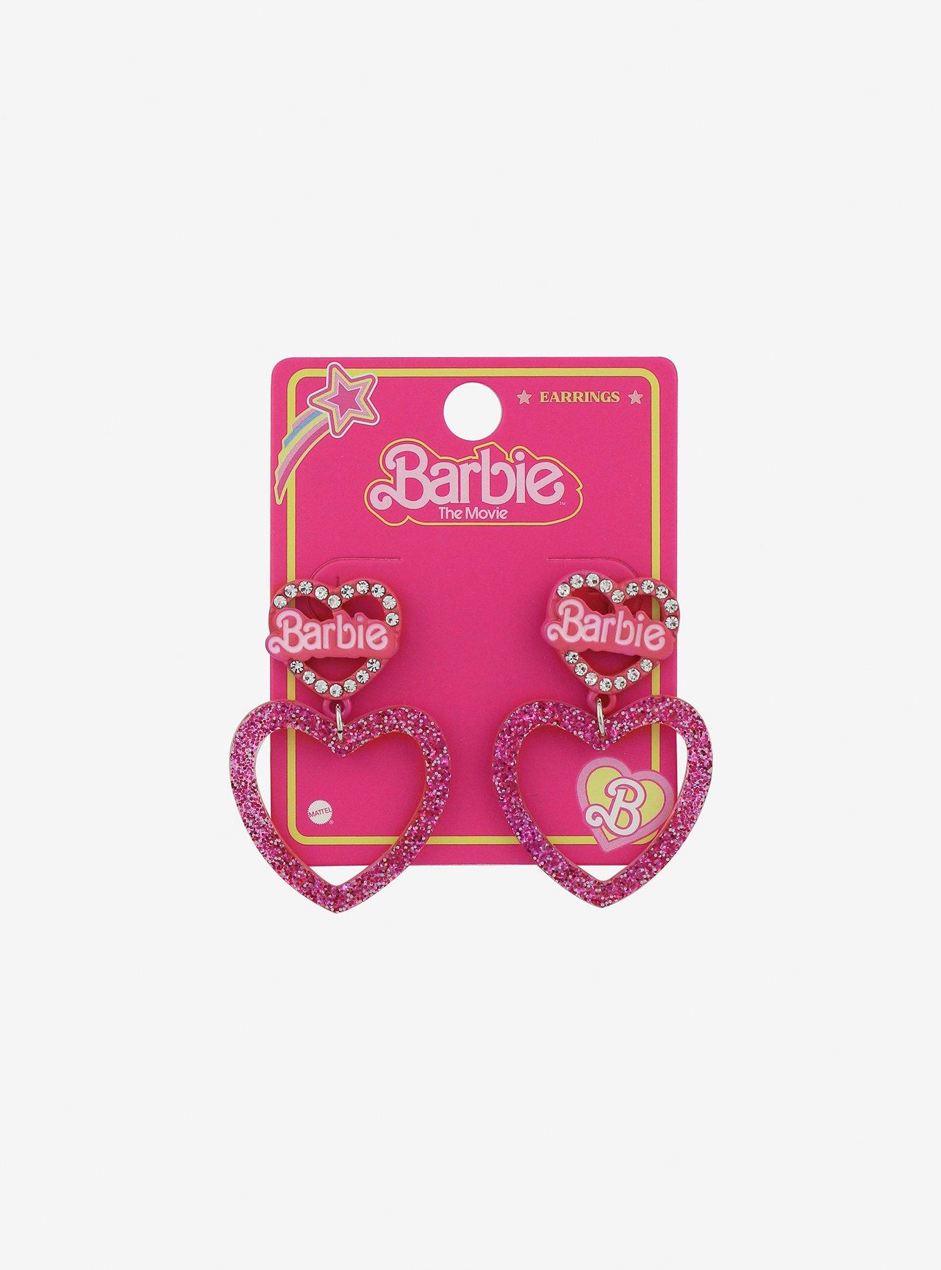 Barbie Bling Glitter Heart Earrings, , hi-res