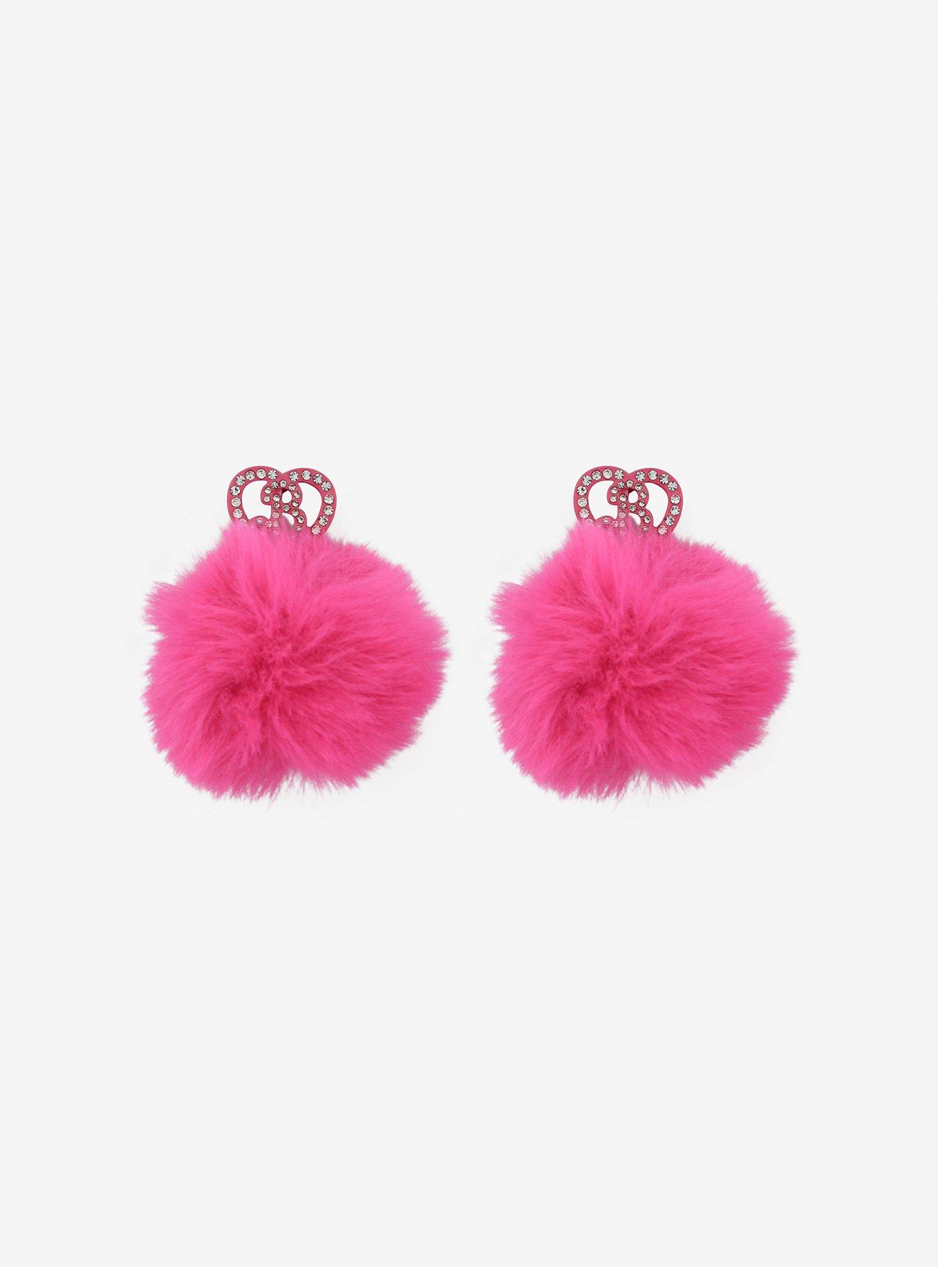 Barbie Bling Pink Pom Earrings, , alternate