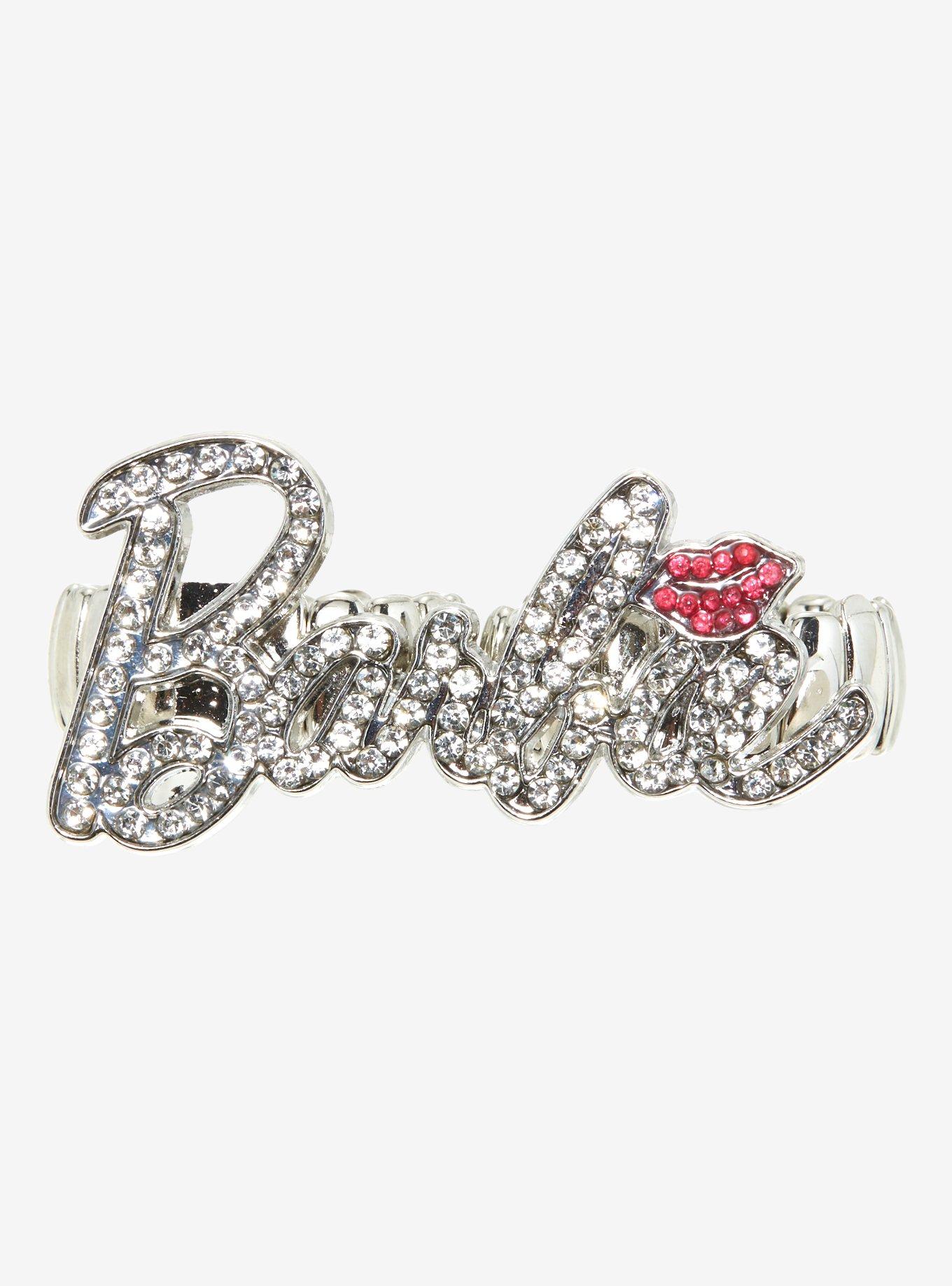 Barbie Logo Rhinestone Two-Finger Ring, , alternate