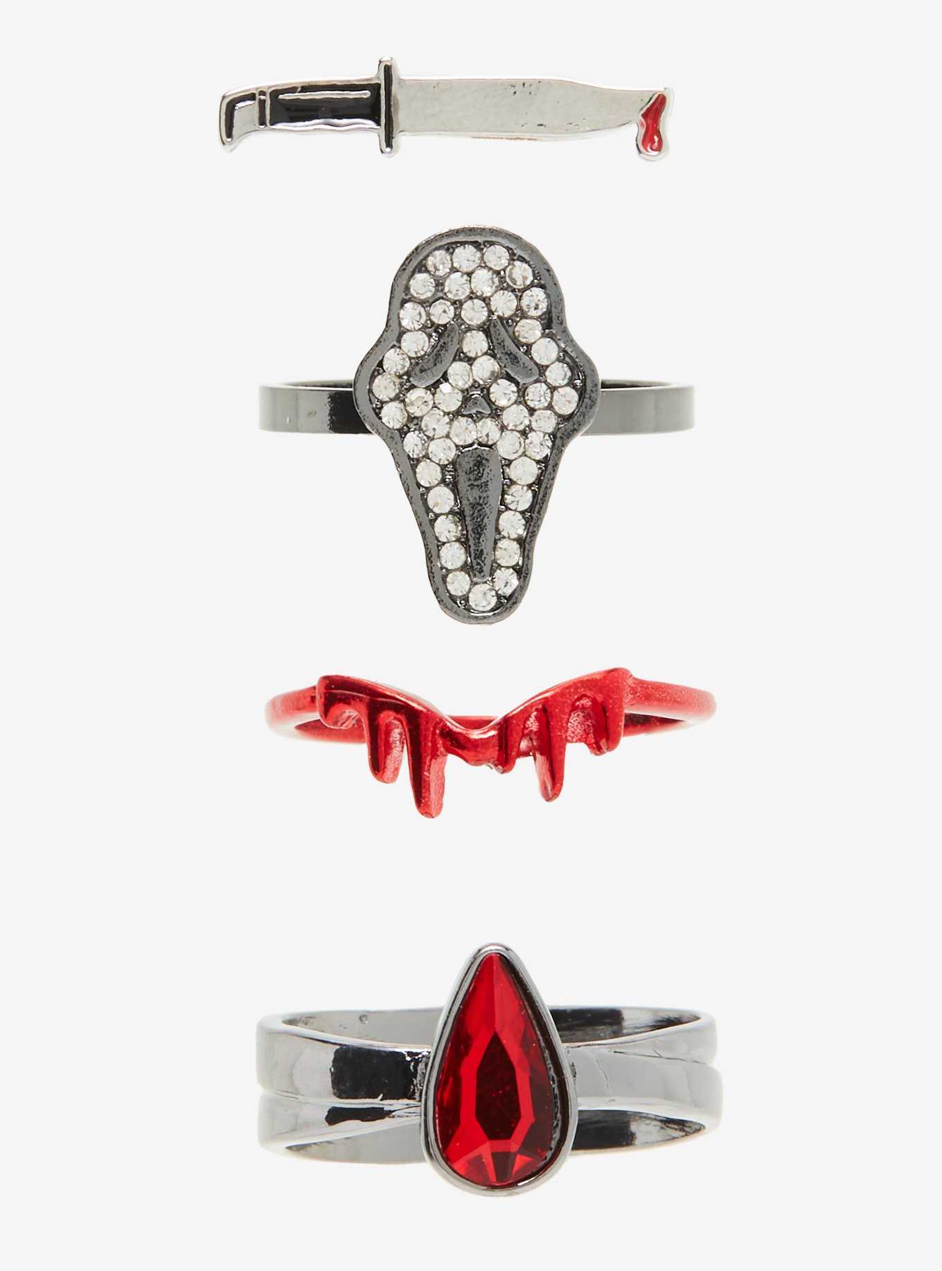 Scream Ghost Face Bloody Ring Set, , hi-res