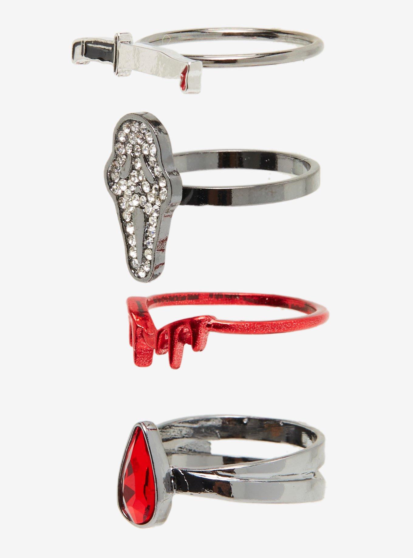 Scream Ghost Face Bloody Ring Set, , alternate