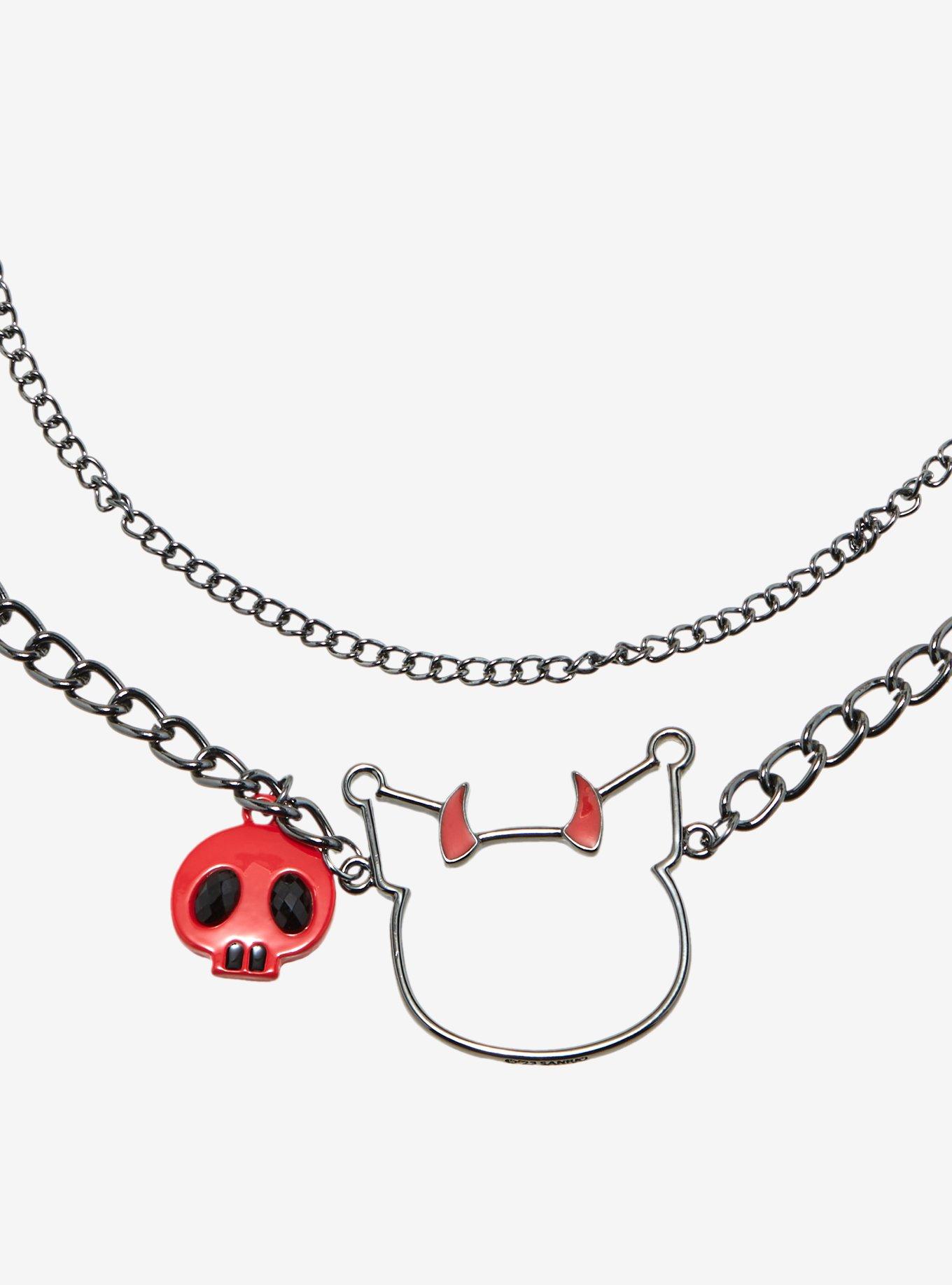 Kuromi Devil Outline Layered Choker Necklace, , alternate