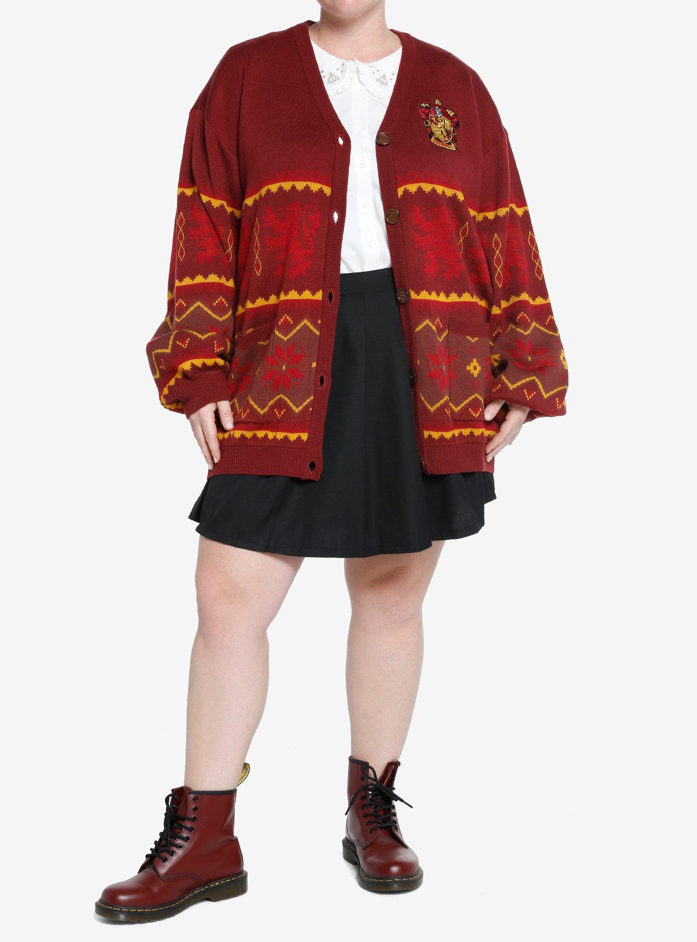 Harry Potter Gryffindor Fair Isle Cardigan Plus Size, , hi-res