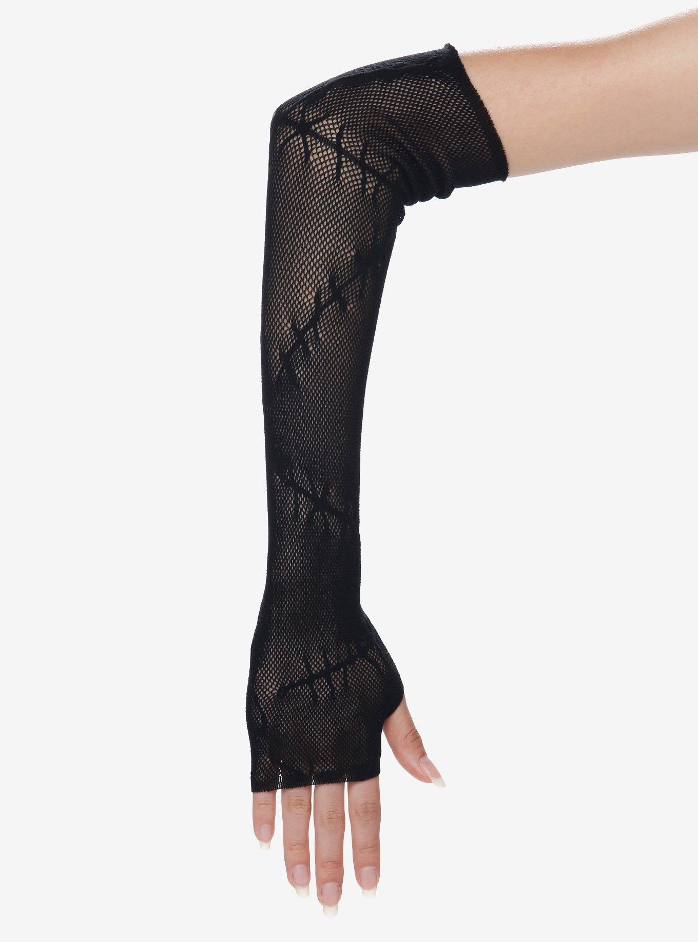 Stitches Fishnet Fingerless Gloves, , alternate