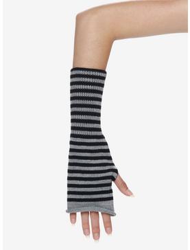 Black & Grey Stripe Rolled Arm Warmers, , hi-res