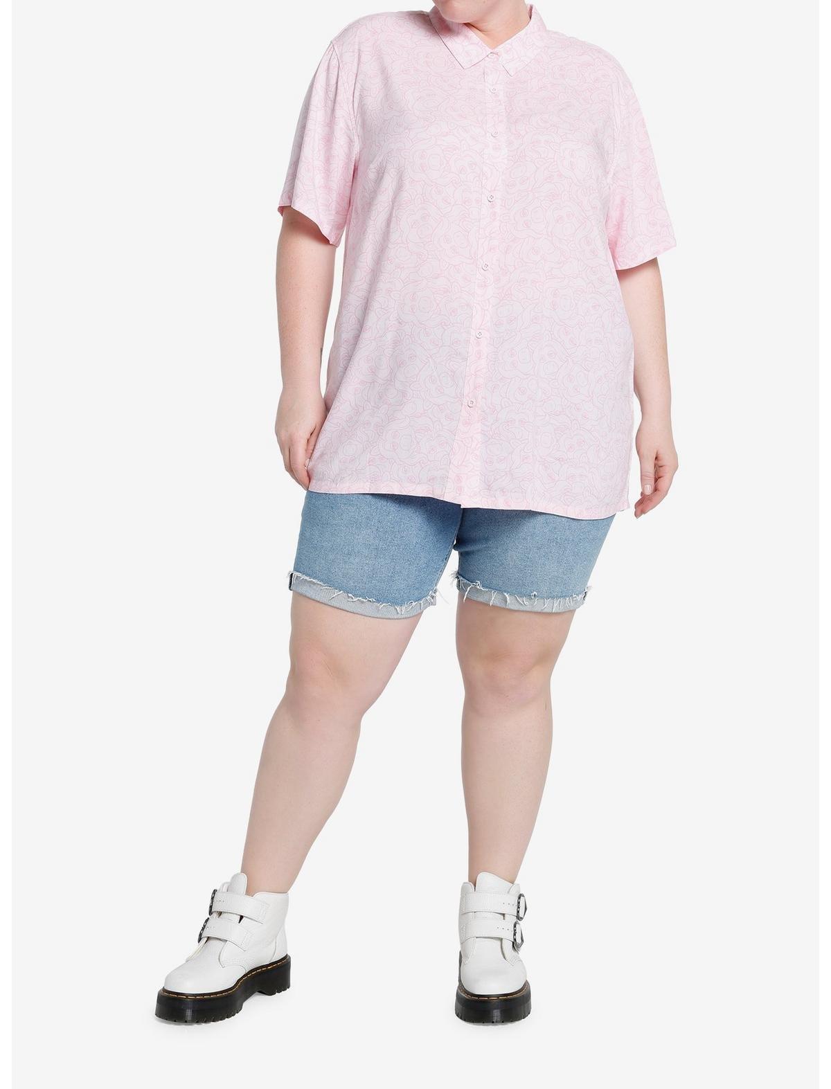 Disney The Muppets Miss Piggy Oversized Woven Button-Up Plus Size, PINK, alternate