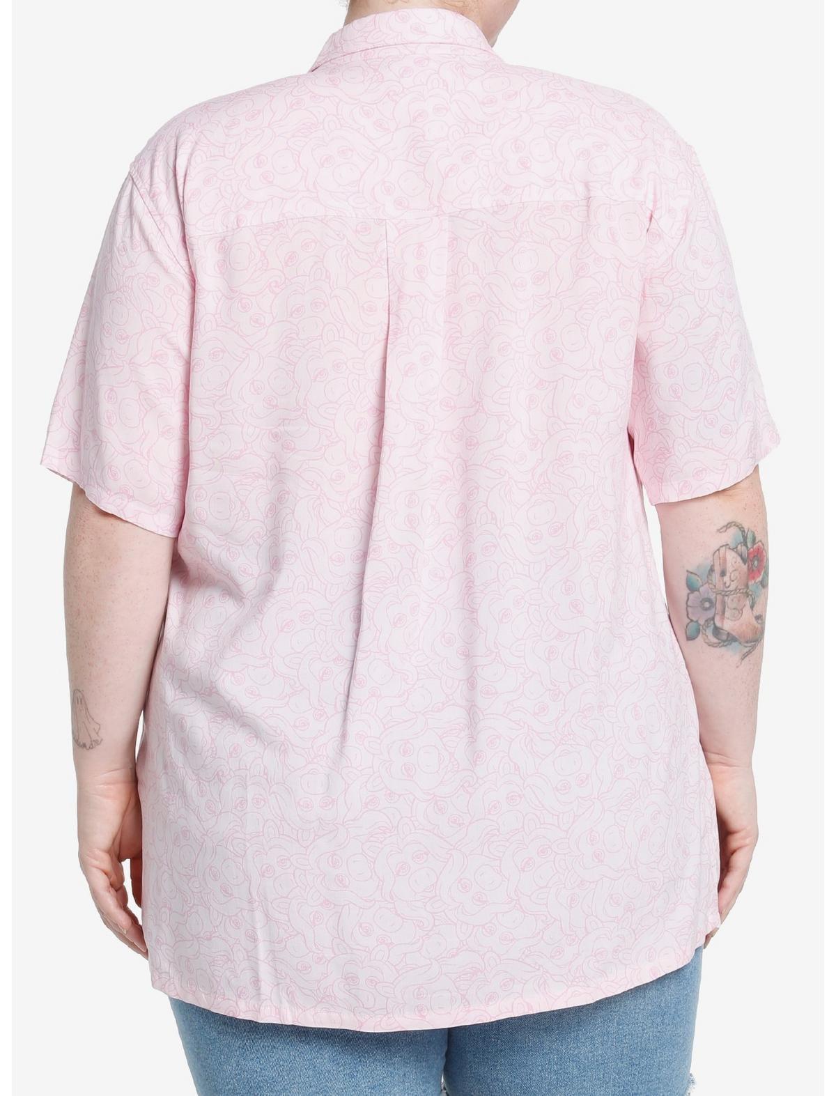 Disney The Muppets Miss Piggy Oversized Woven Button-Up Plus Size, PINK, alternate