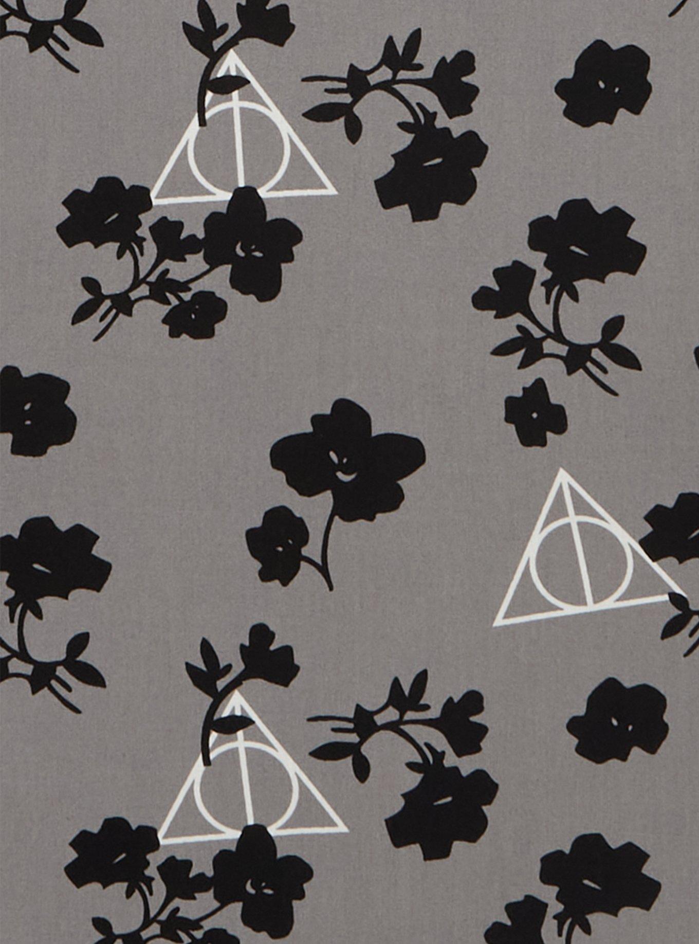 Harry Potter Deathly Hallows Floral Allover Print Smock Dress, MULTI, alternate