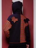 Skelanimals Diego Black & Orange Split Stripe Girls Oversized Hoodie, ORANGE, alternate