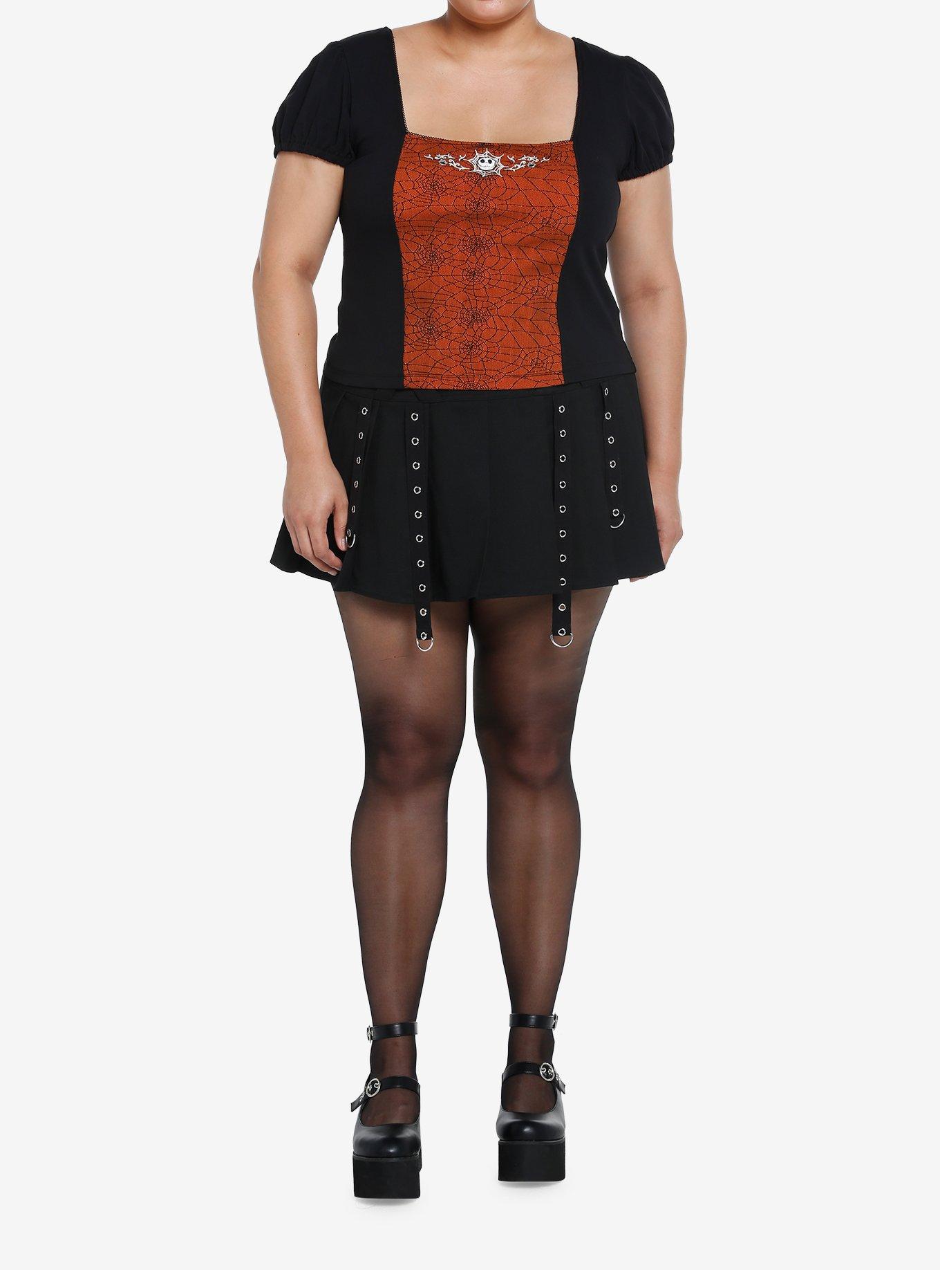 Her Universe The Nightmare Before Christmas Spiderweb Girls Top Plus Size, ORANGE, alternate