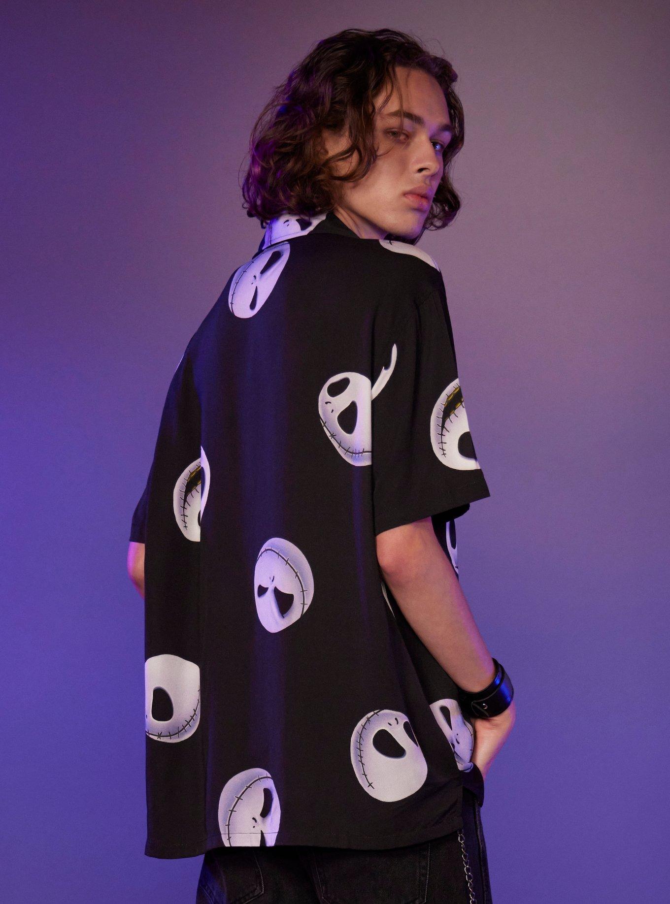 Our Universe The Nightmare Before Christmas Jack Face Woven Button-Up, BLACK, alternate
