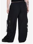 Social Collision Black Grommet Strap Wide Leg Parachute Pants Plus Size, BROWN, alternate