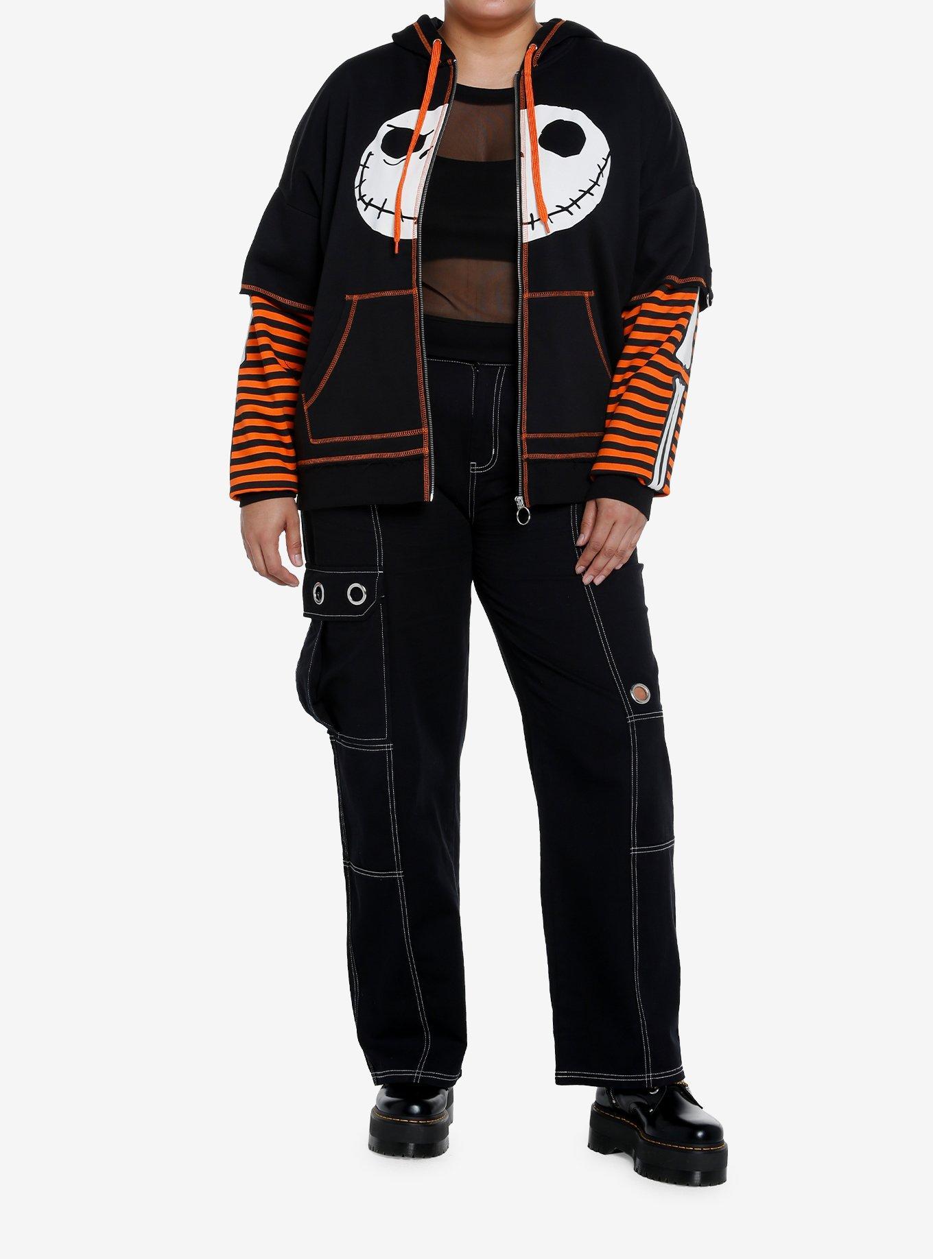 Her Universe The Nightmare Before Christmas Jack Stripe Girls Twofer Hoodie Plus Size, , hi-res