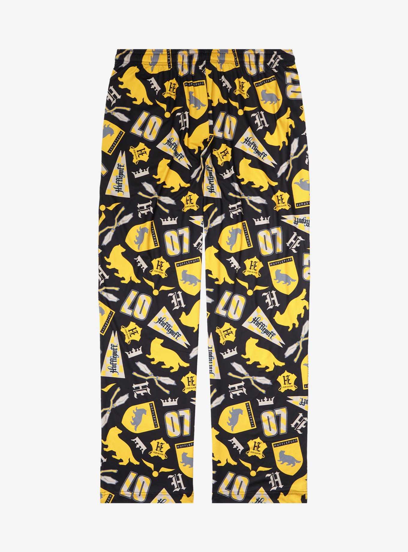 Harry Potter Hufflepuff Quidditch Allover Print Sleep Pants - BoxLunch Exclusive, , hi-res