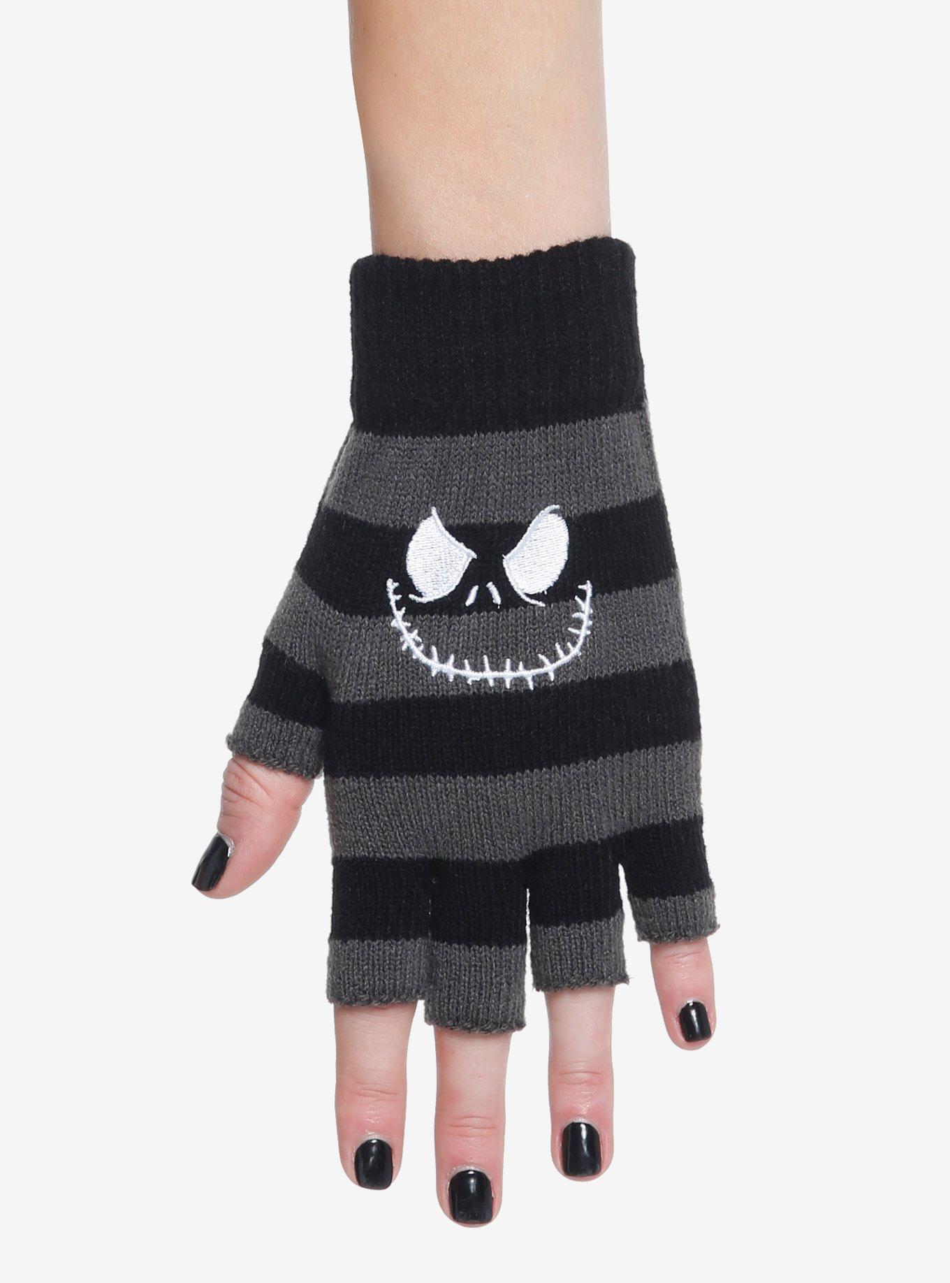 The Nightmare Before Christmas Jack Stripe Fingerless Gloves, , alternate