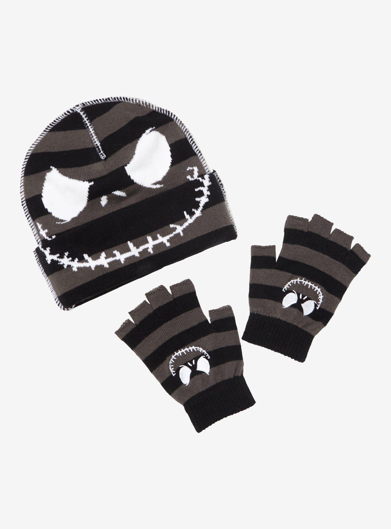 The Nightmare Before Christmas Jack Stripe Fingerless Gloves, , alternate