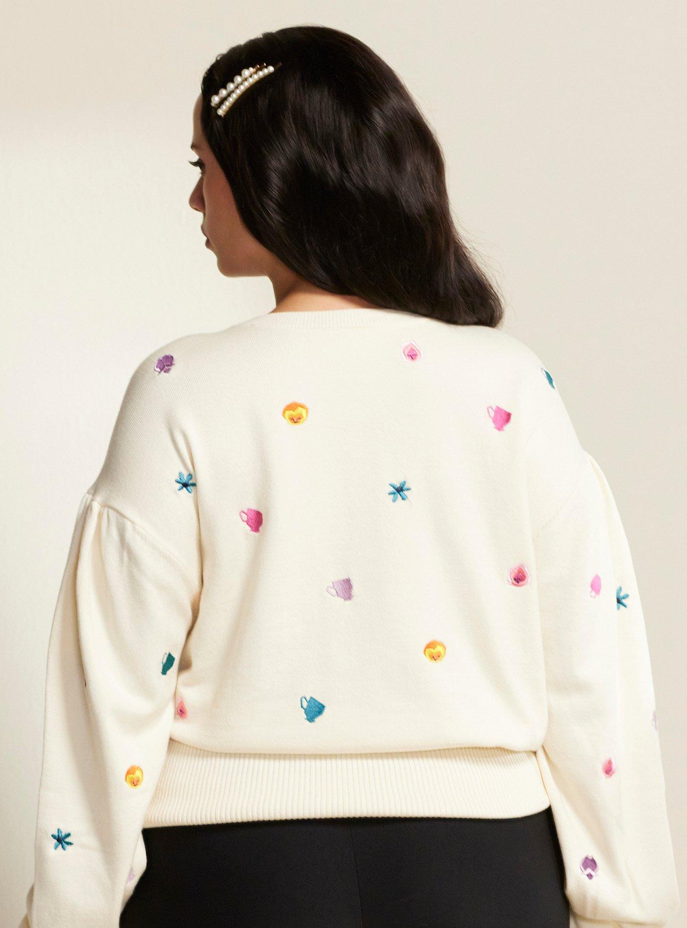 Her Universe Disney Alice In Wonderland Garden Flowers Knit Sweater Plus Size Her Universe Exclusive, MULTI, alternate