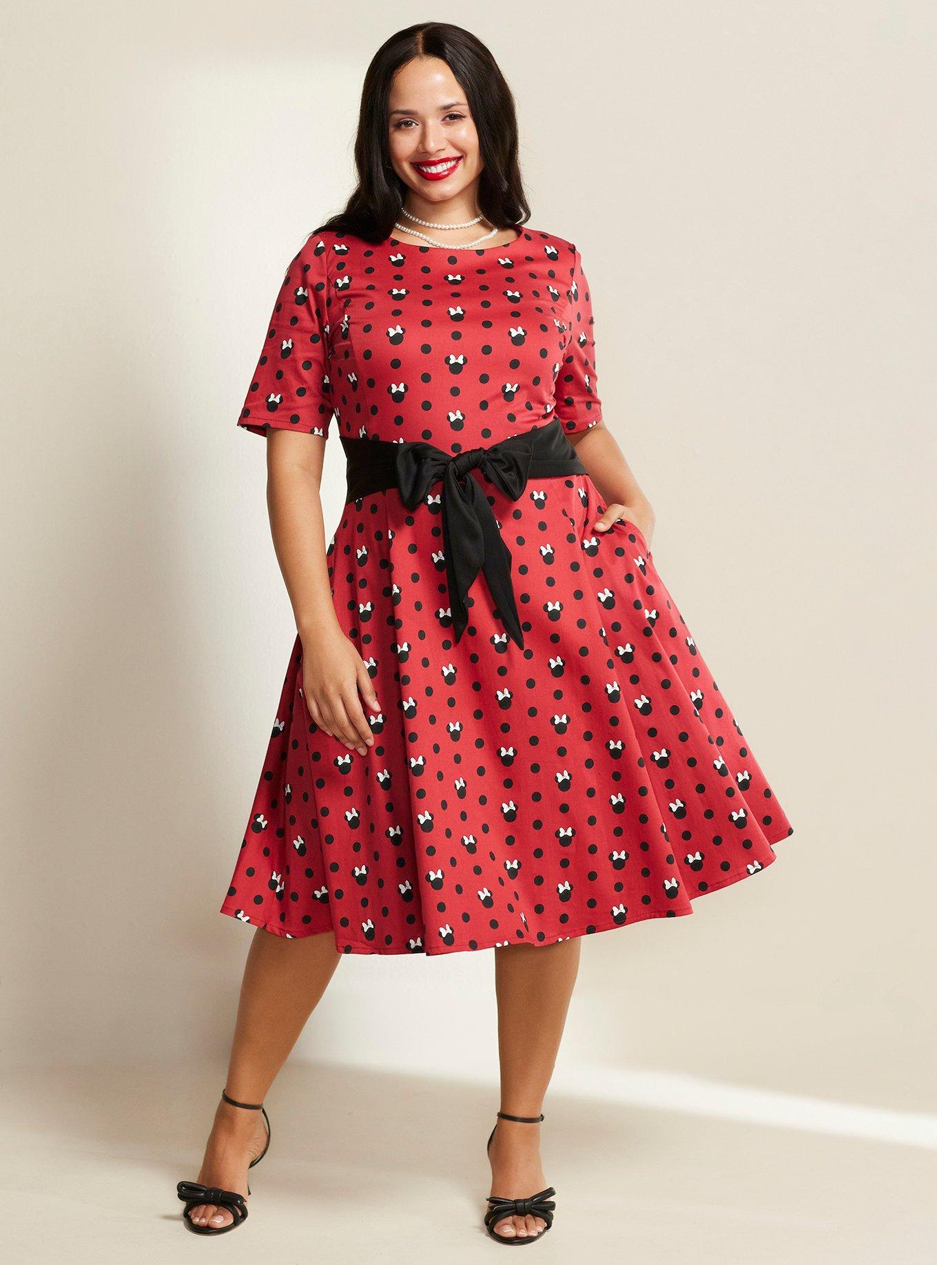 Her Universe Disney Minnie Mouse Polka Dot Retro Dress Plus Size Her Universe Exclusive, MULTI, alternate